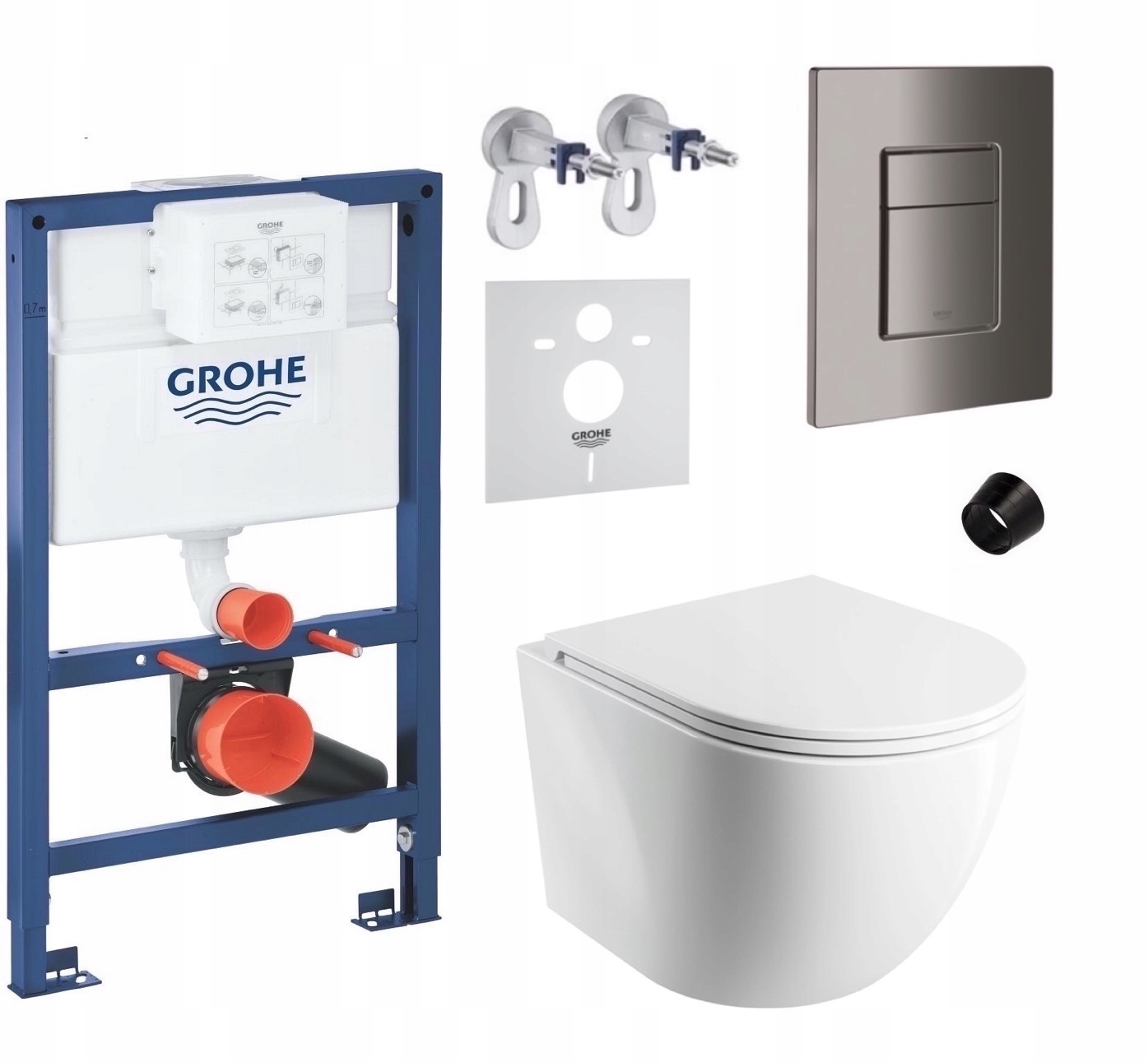 7v1 Podomietková Wc Súprava Stelaz Grohe 820 mm Wc Miska Omnires, Tlačidlo