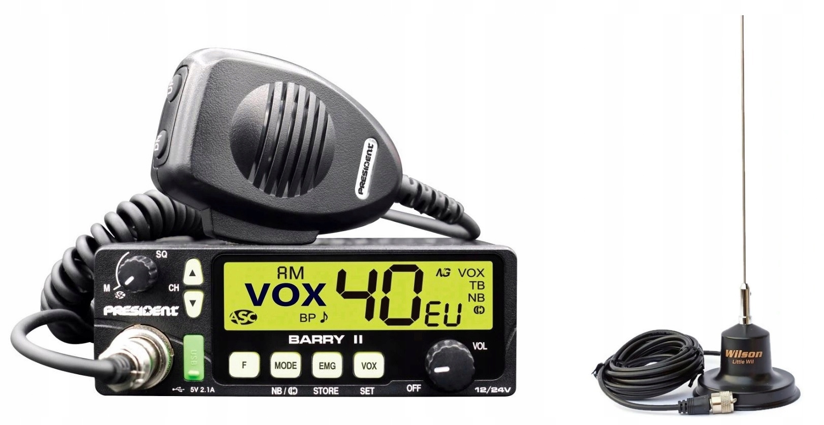 President Barry II Cb Rádio Am Fm Usb Vox magnetická anténa Cb Wilson