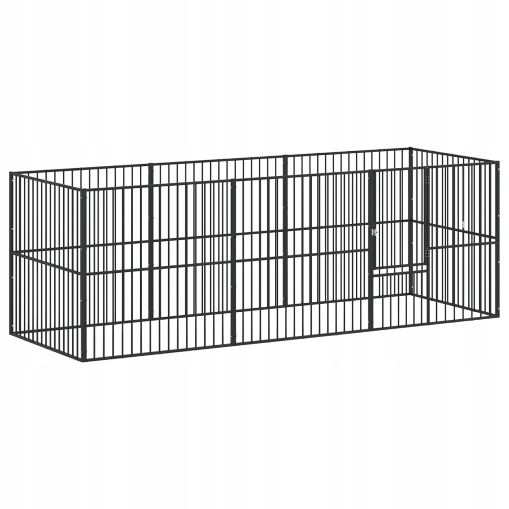 Kotec pro psy s otevřenou střechou, ocel, 300 x 100 x 100 cm, černá