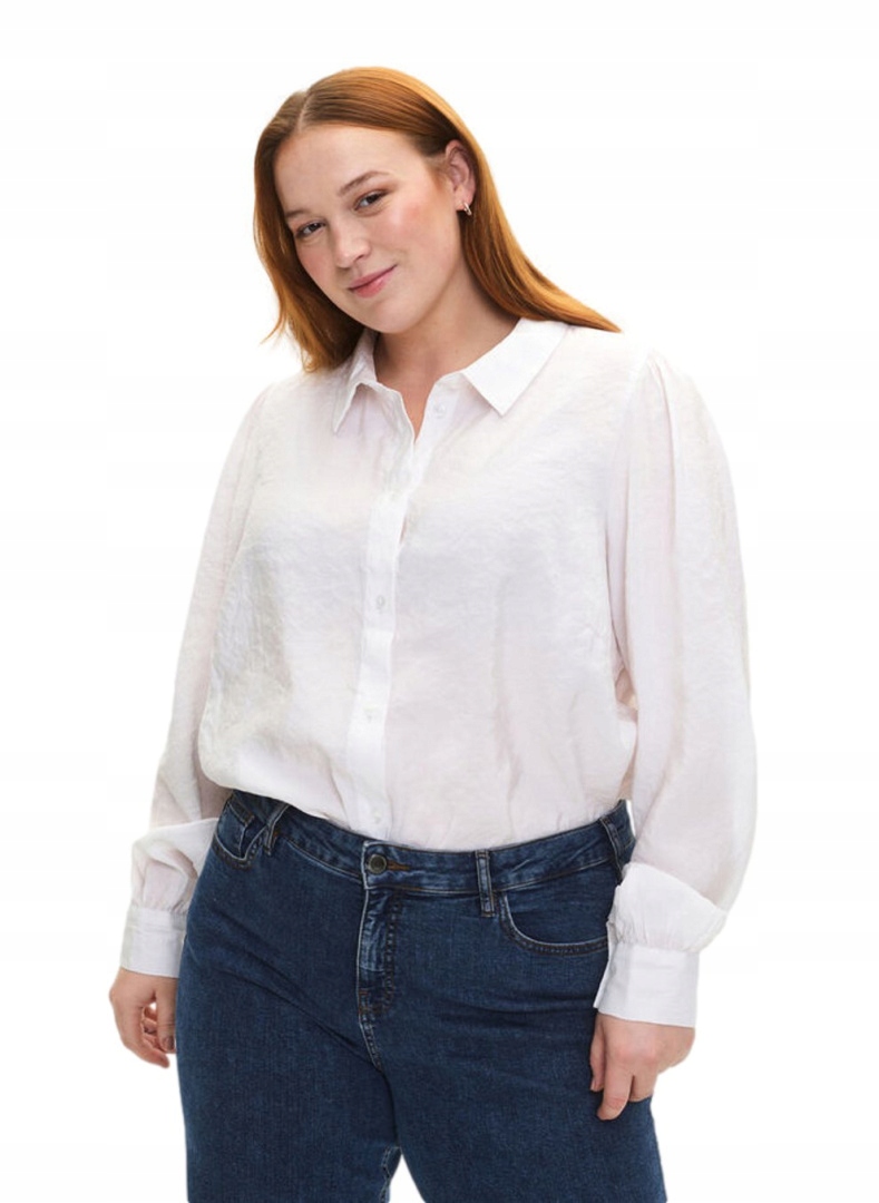 Zizzi Klasická Bílá Košile Knoflíky 399A 42