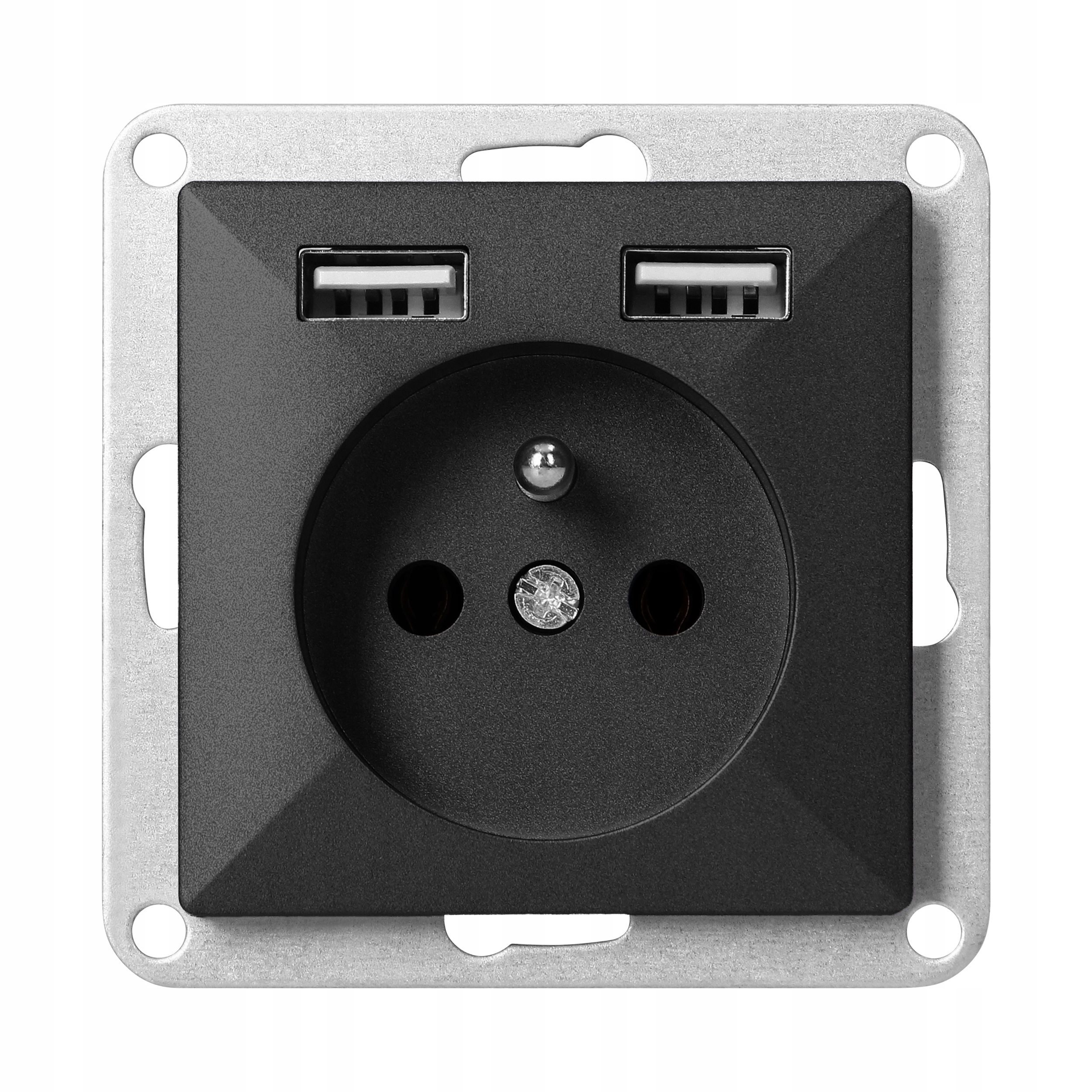 Jednotlivá podomítková zásuvka 2P+E s nabíječkou Pearl, 16A, 250V,