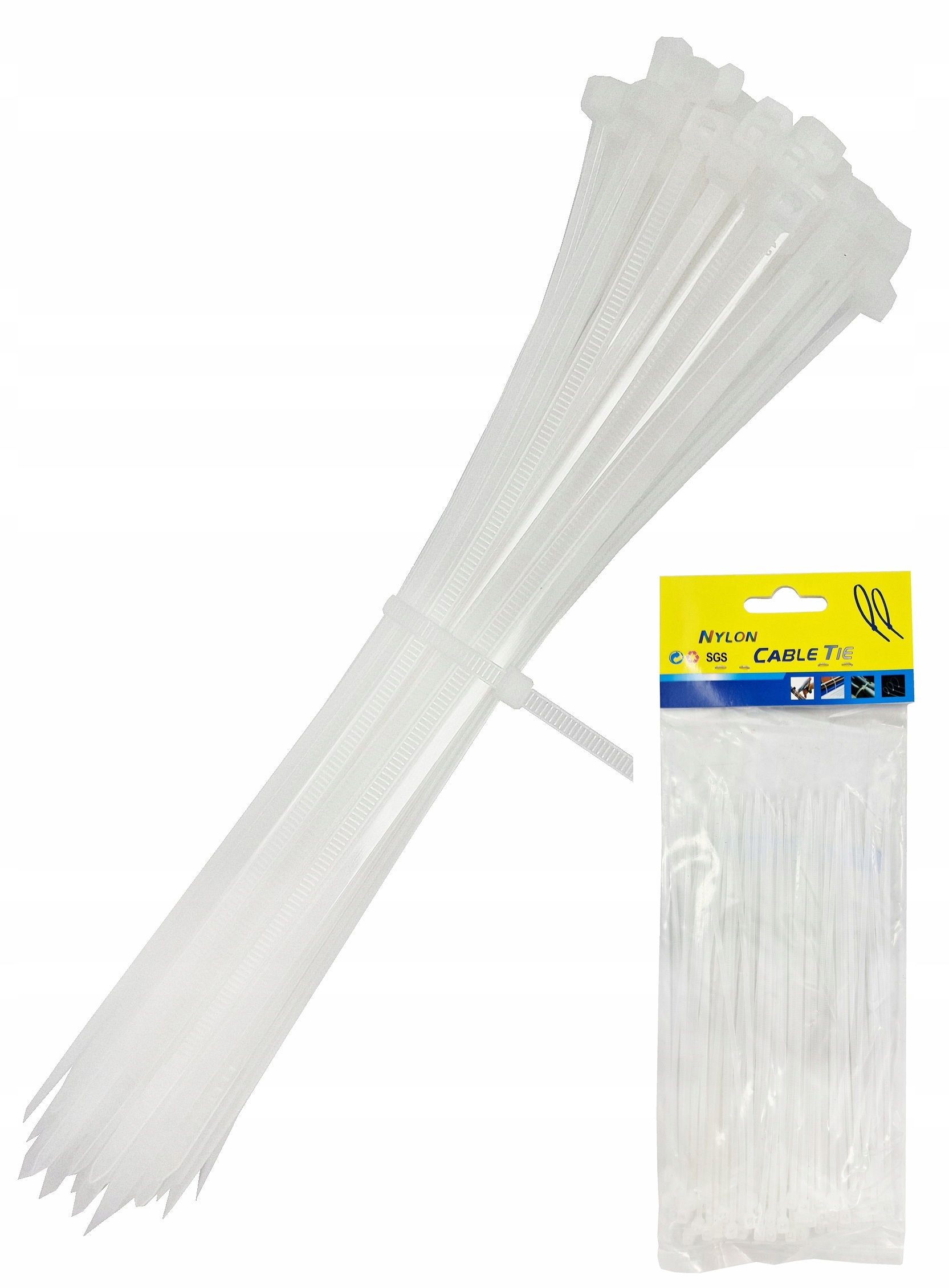 Opaska zaciskowa 20cm trytytka mocna biała 100 szt 3,6x200