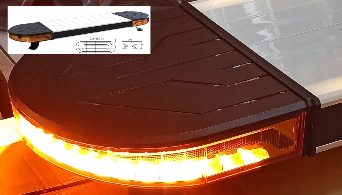 BELKA OSTRZEGAWCZA LED 1000 X 298mm KOGUT LAWETA Kolor biały pomarańczowy