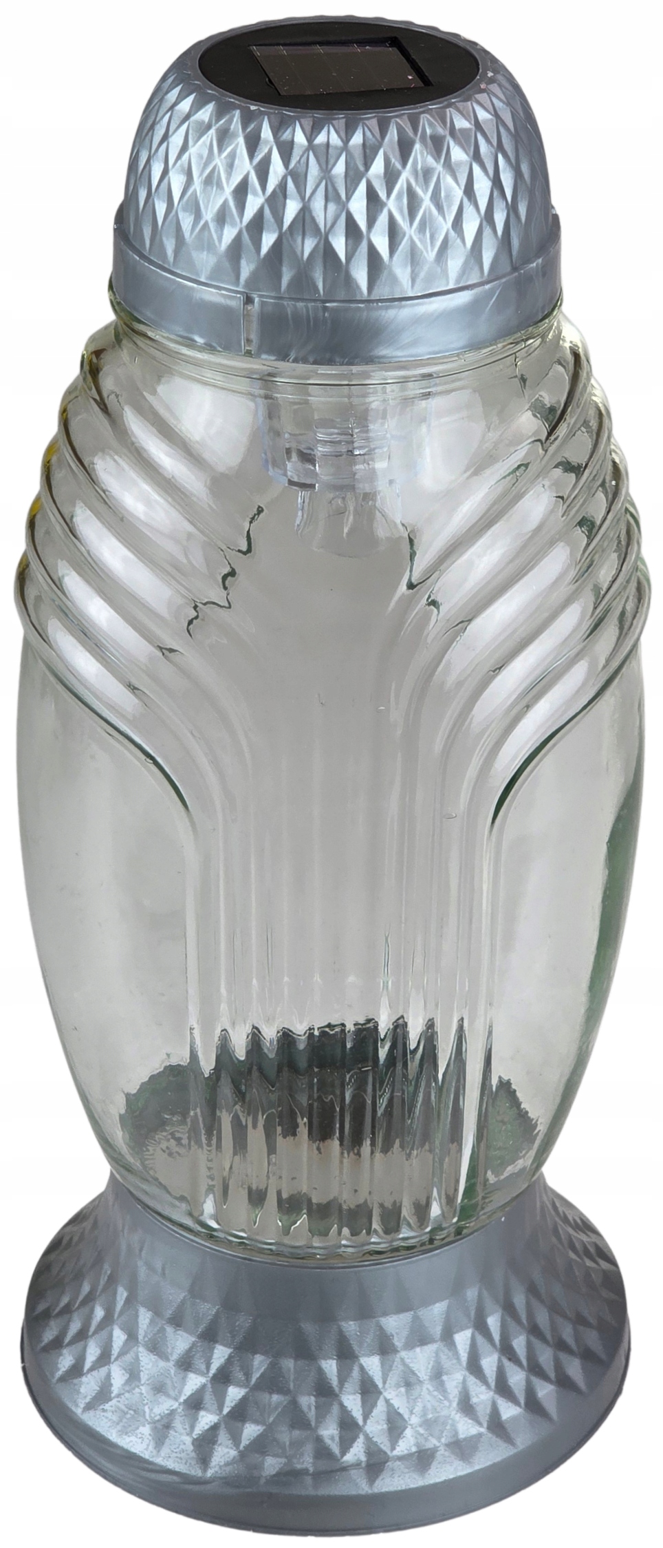 Znicz Solarny LED 25 cm – ZNICZE EKO, Wodoodporny, LA 534 SREBRNY