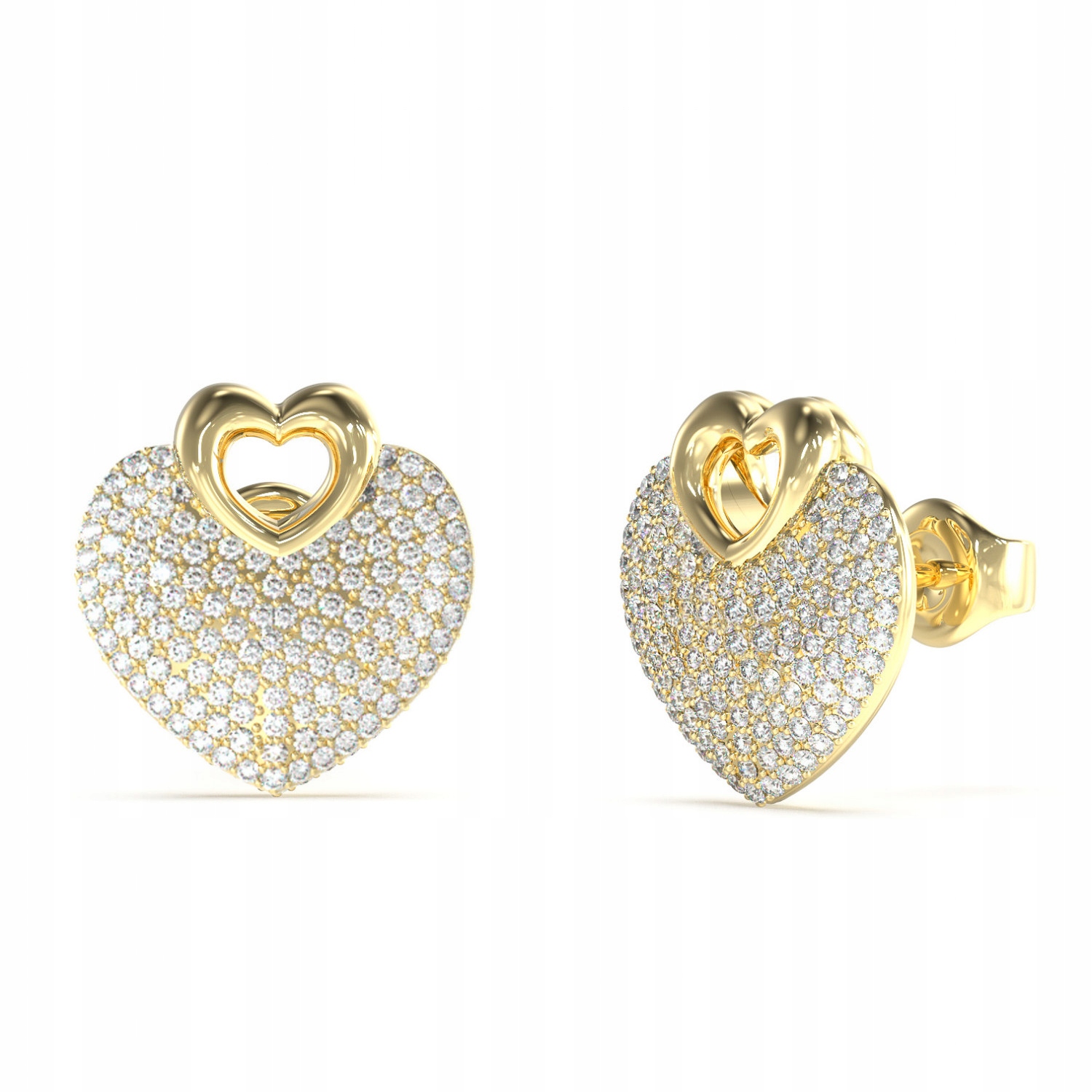 Dámské Náušnice Guess zlaté křišťál ve tvaru srdce