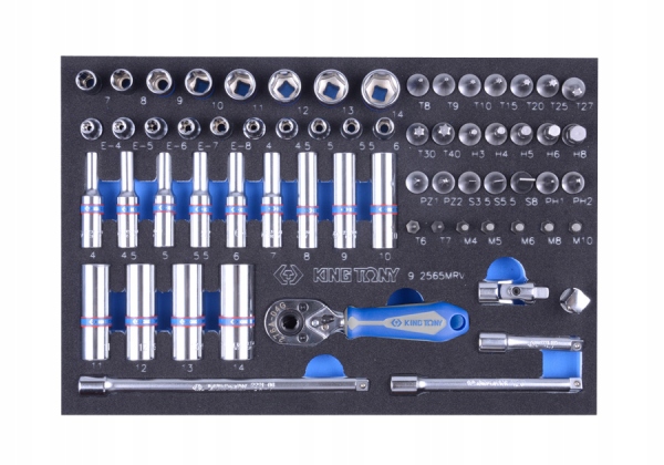 King Tony Zestaw Nasadek 1/4" 65cz. Krótkie, Długie, 6-kąt. wkład 9-2565MRV