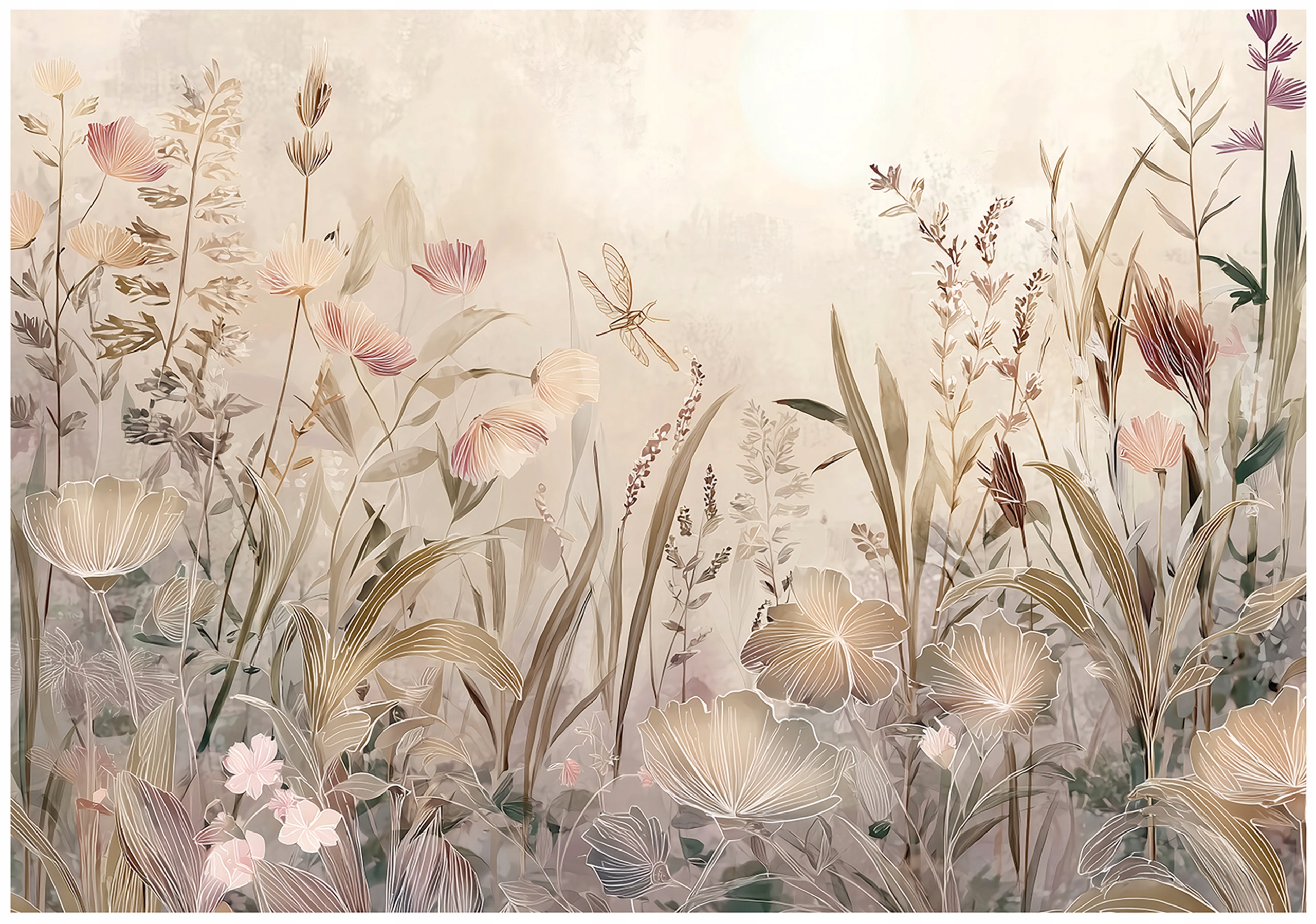 Fototapeta Natura Łąka Kwiaty Boho Beton Na Ścianę Sypialnia Salon 350x250