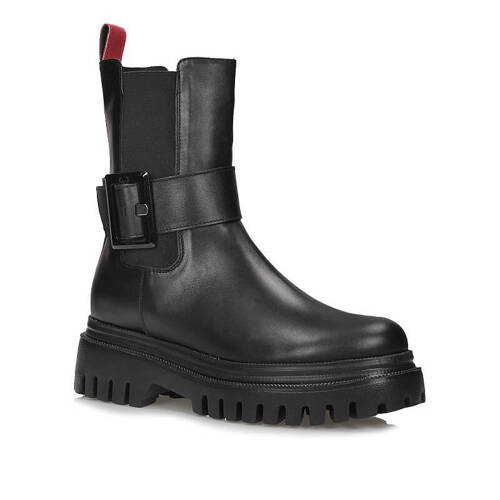Skórzane botki workery Arka Bi 7815-0308+1181 czarne lekkie