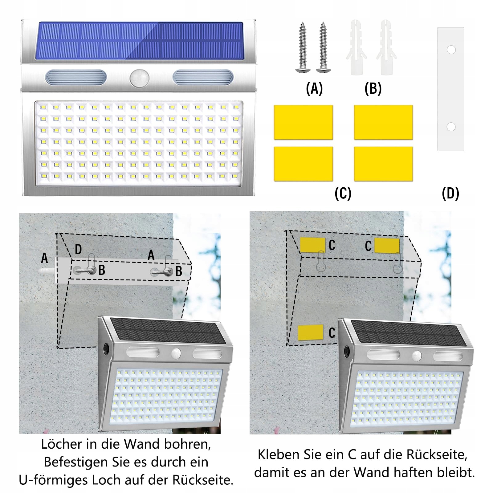 TOTHDATE Solarna Lampa Z Czujnikiem Ruchu 112 LED IP65 Do Ogrodu i Garażu — miniatura 6