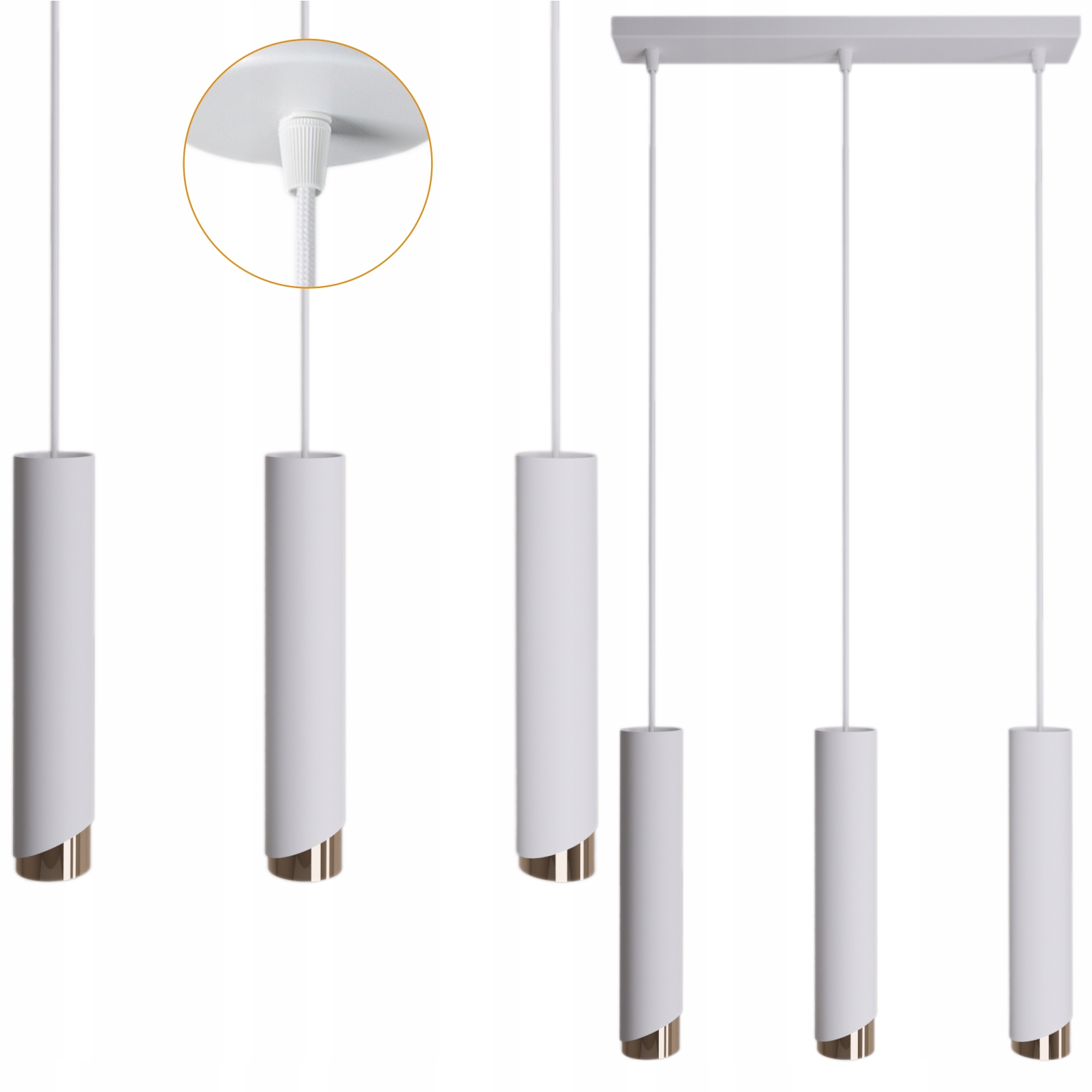 Lustr Stropní Svítidlo Led Stropní Svítidlo Kovová Trubka Zlatá Bílá Závěsná 3X40W