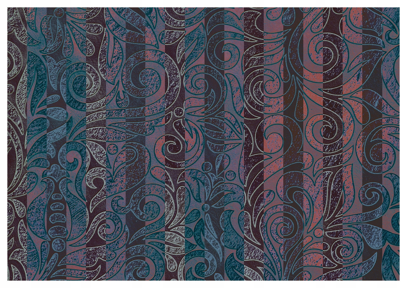 Fototapeta Pastelová flóra s pruhy a listy tyrkysovo-fialová 200x140 lepidlo