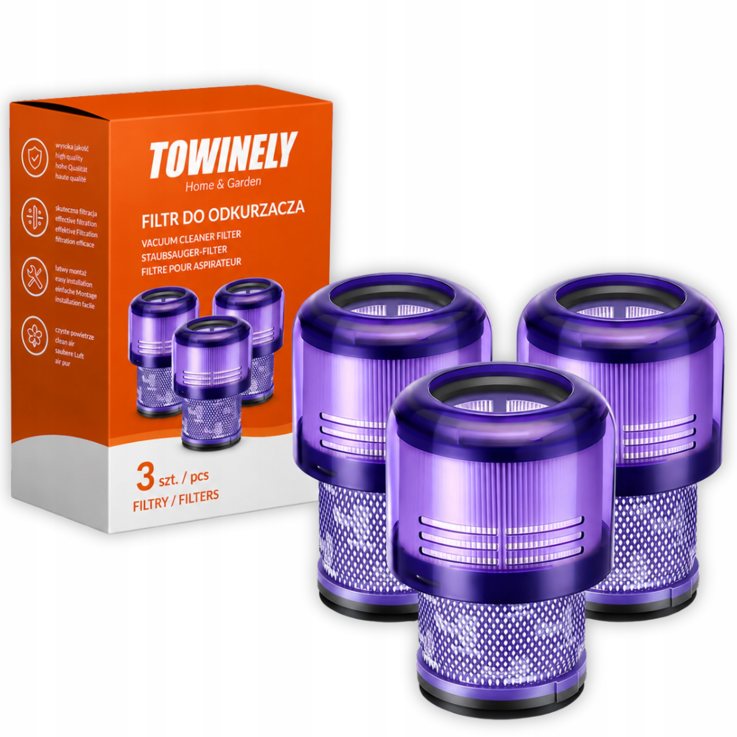 3x Filtr zmywalny do odkurzacza Dyson V12 Detect Slim Absolute Total