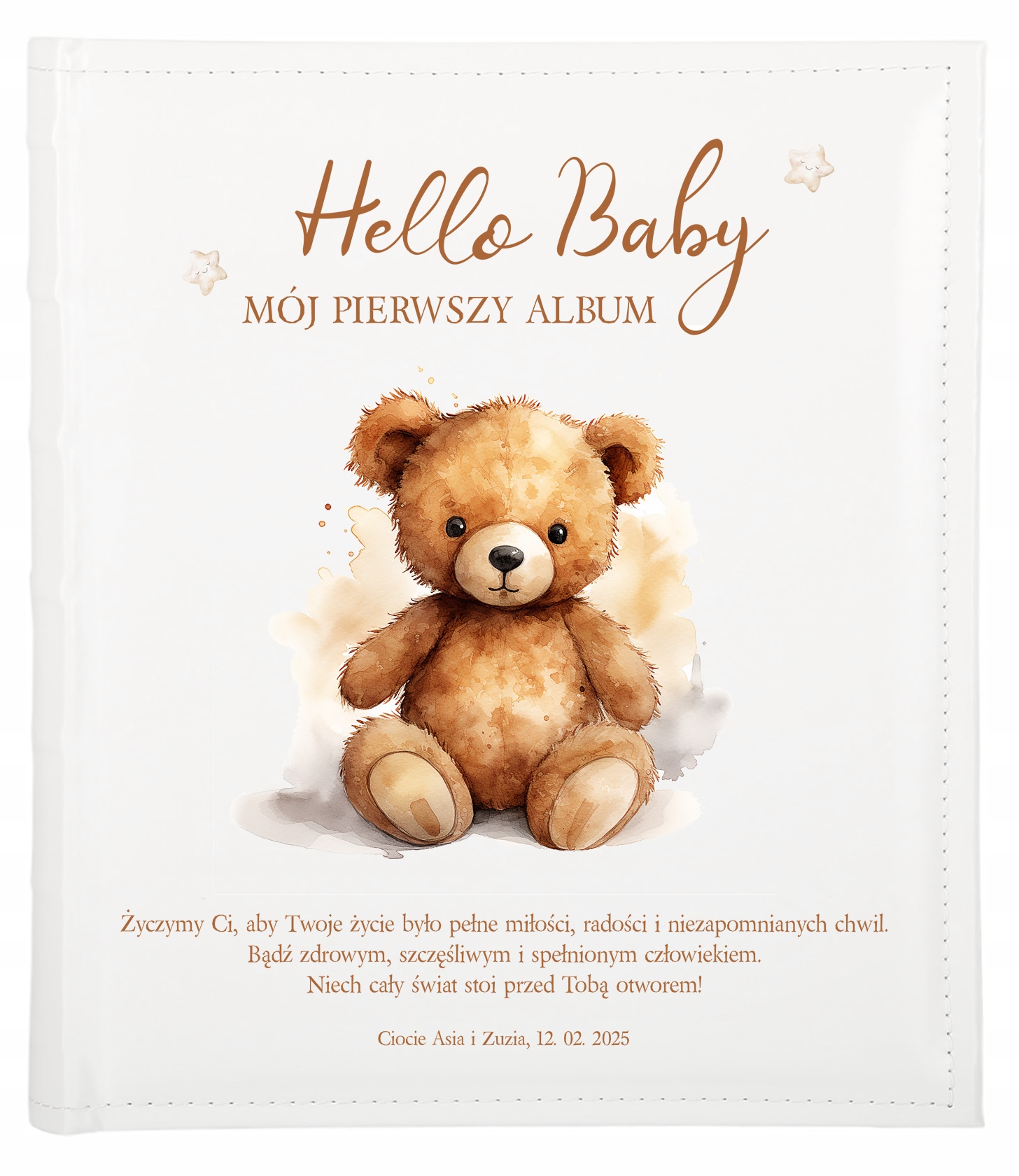 Duży album Zdjęcia dziecka 50 kart ecru Twój nadruk Metryczka Baby Shower
