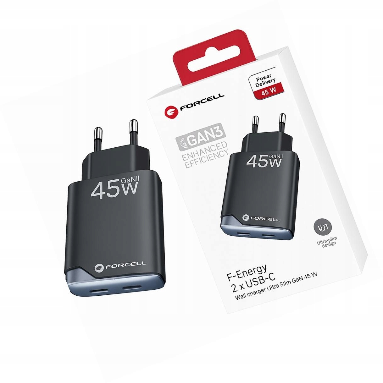 Szybka ładowarka Gan 45W 2 porty kostka do Samsung Galaxy Xcover 7 Pro
