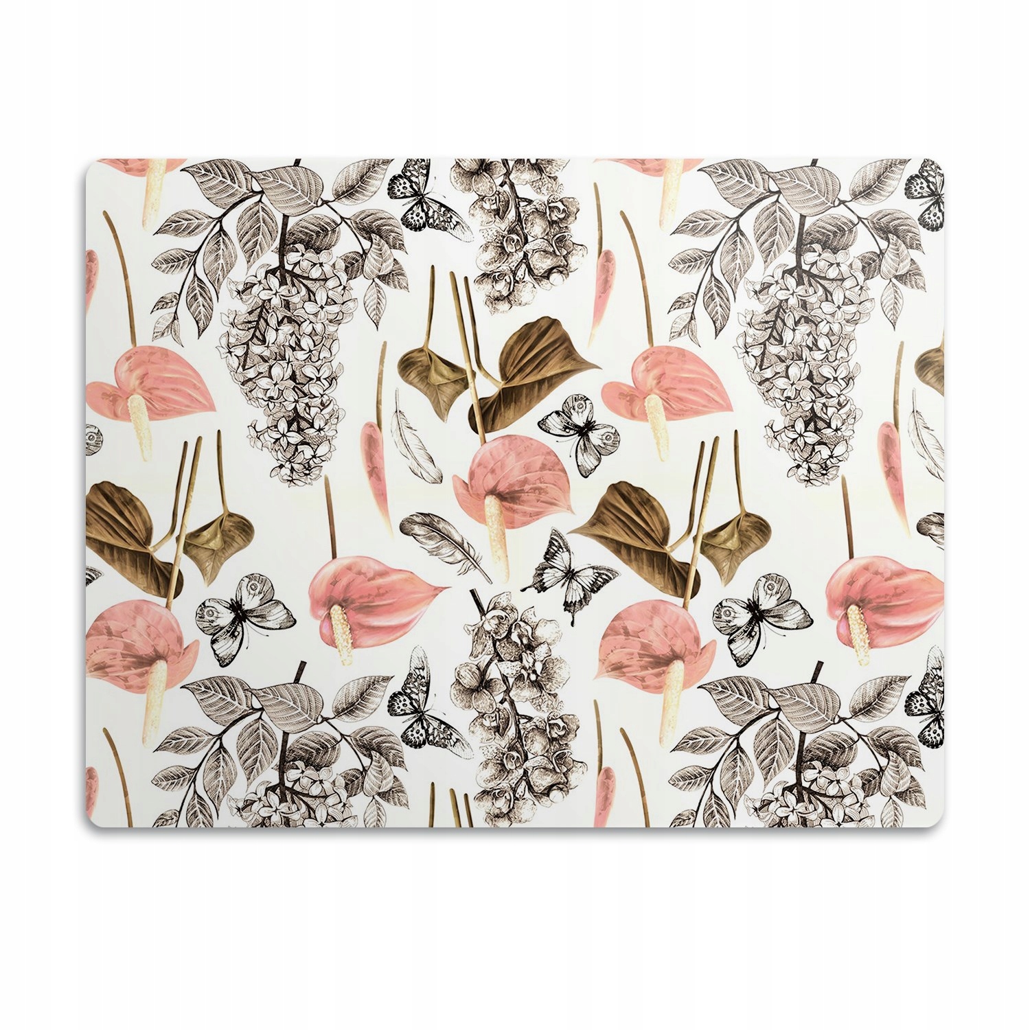 Levně Podložka pod misku pro psa kočku Květiny motýli 90x60 cm