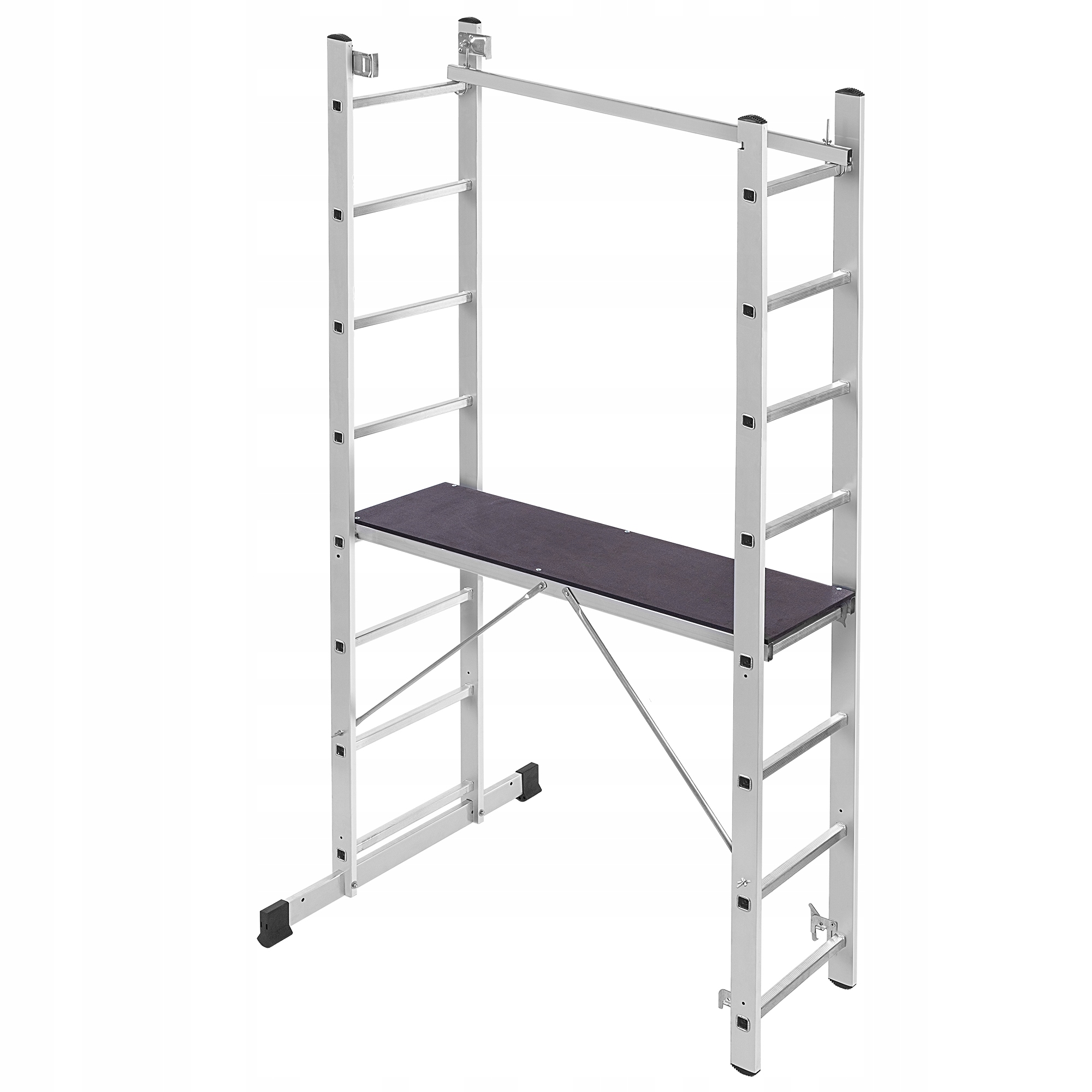 Hliníkové Lešenie Rebrík 2x8 4,7 m 150 kg Skladacia Sada 2v1 Podest