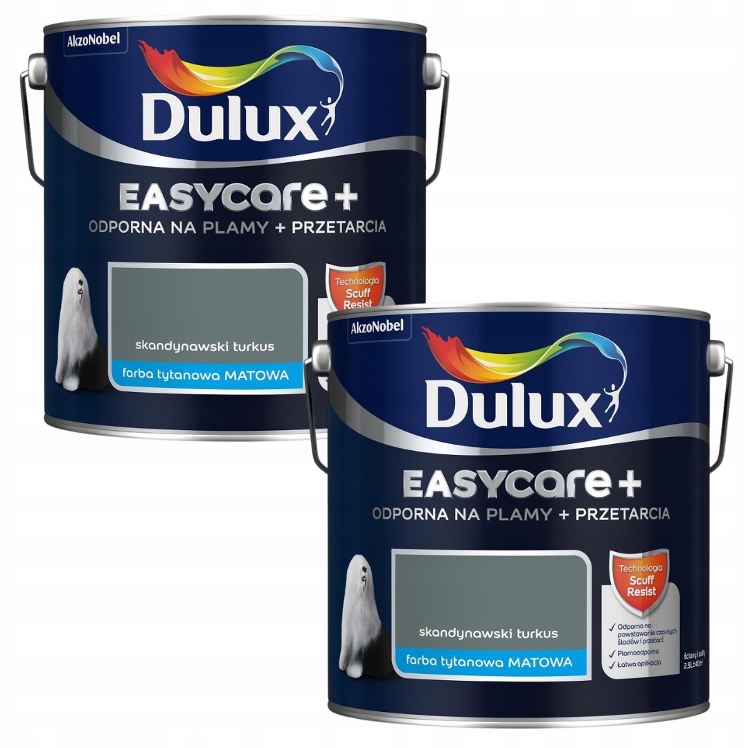 Set Dulux Easycare+ 2x2,5 Barva Latexová Barva Skandinávský Tyrkys 5L