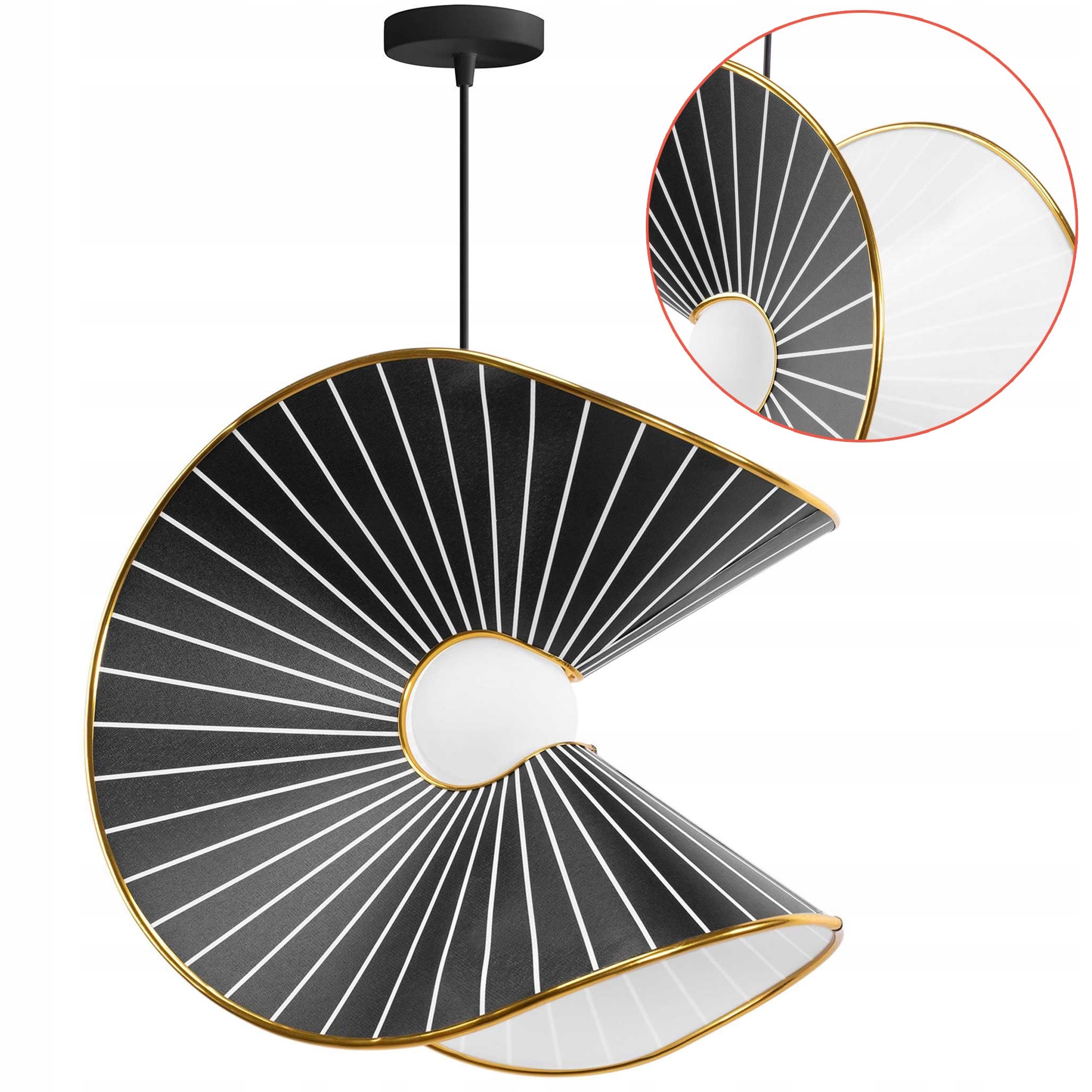 Elegantná závesná lampa čierna zlatá štýlová lampa vlna biela zlatá čierna