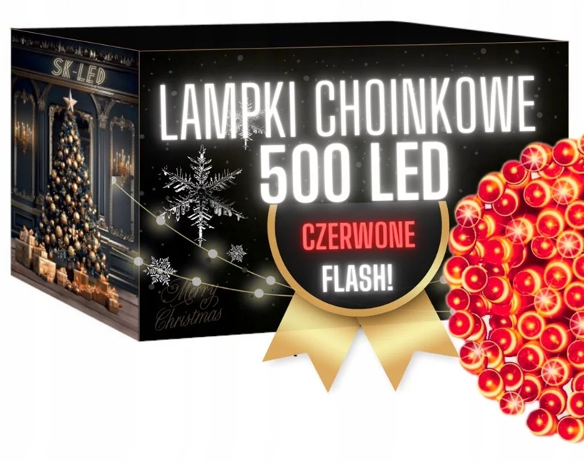 Vianočné Osvetlenie 500 Červené s efektom Flash 35 m IP44 Vodotesné