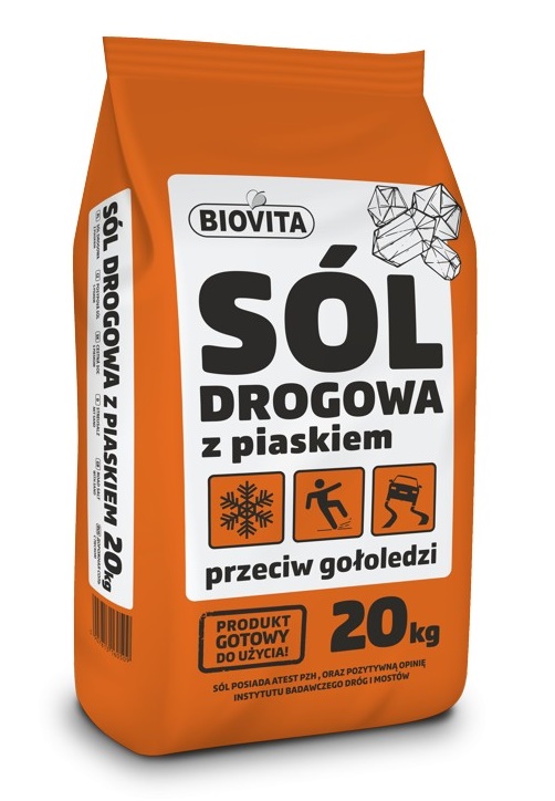 Sól drogowa z piaskiem przeciw gołoledzi 20kg