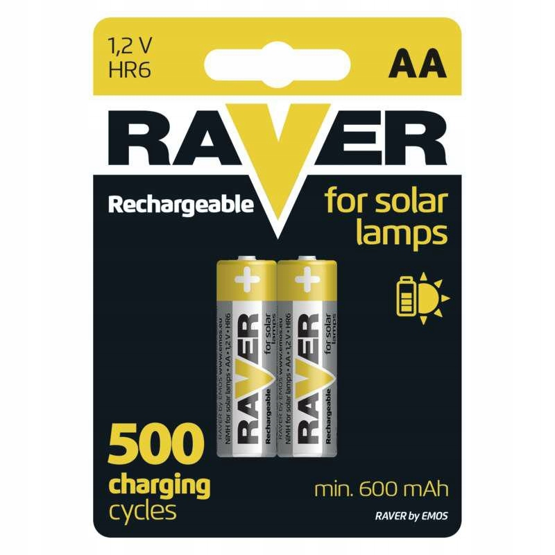 

2x Akumulator Raver R6 Aa 600mAh NiMH 1,2V Solar