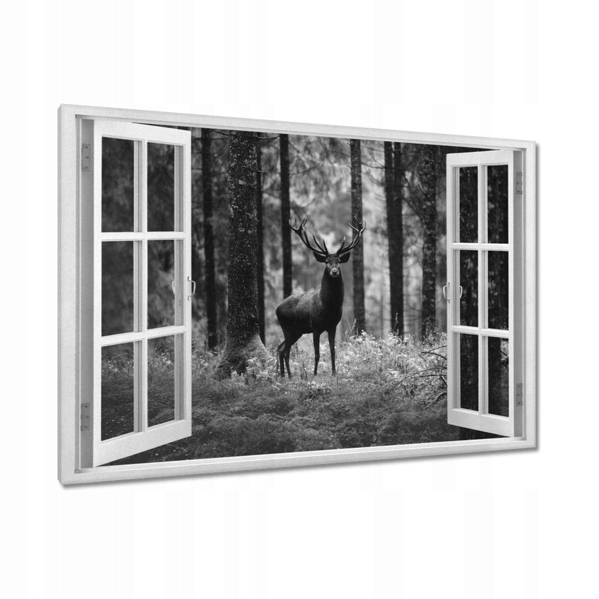 Obrazy 120x80 Jelen v lese B&w