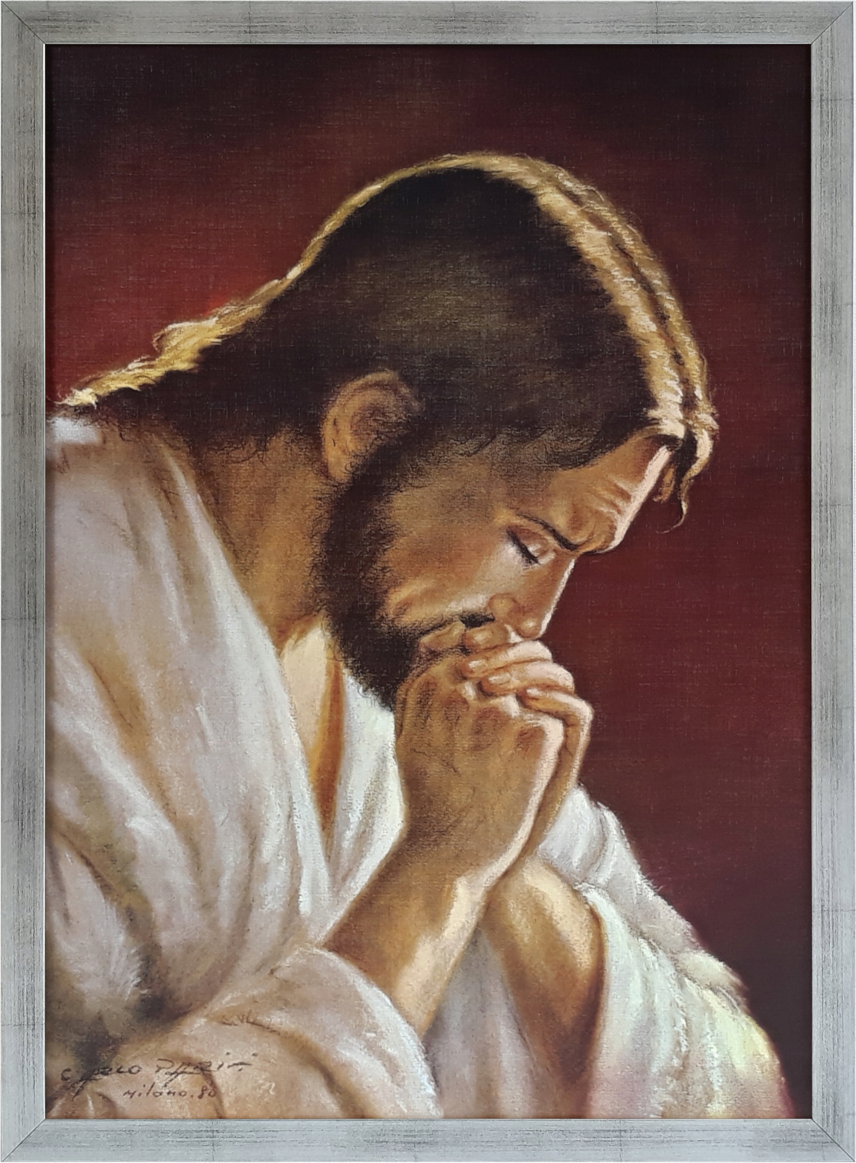 

Obraz 75x55 Jezus Modlący Się Srebrna Rama