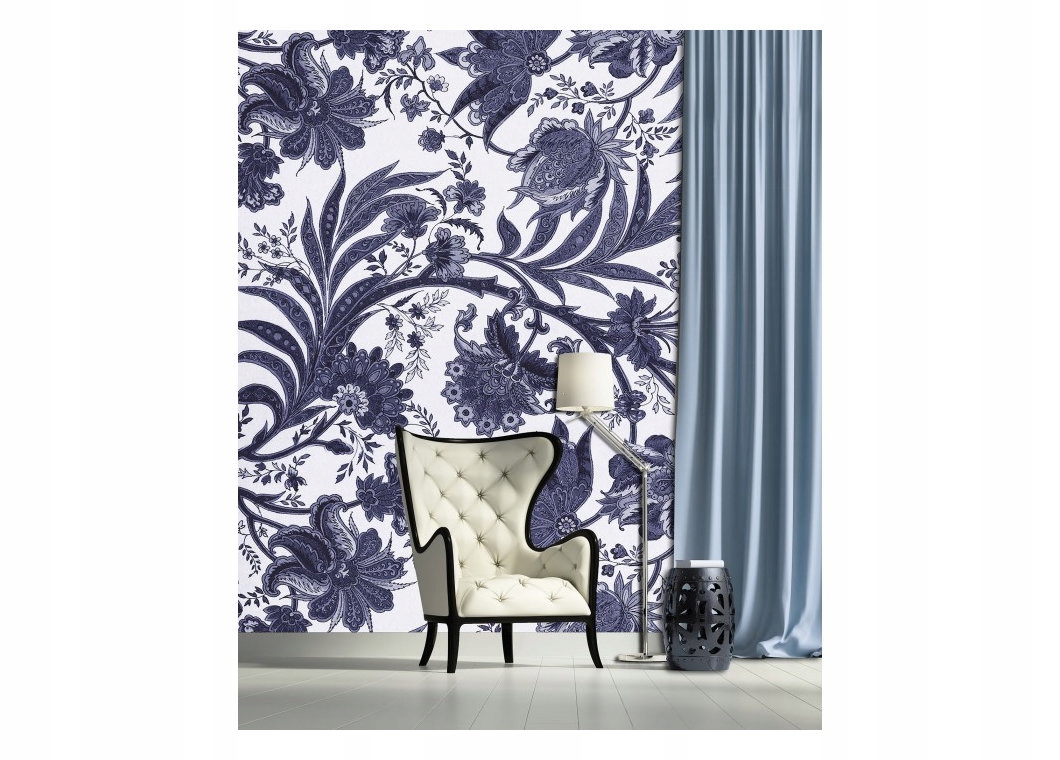 Fototapeta Modré květiny na bílém pozadí elegance 206x275 lepidlo