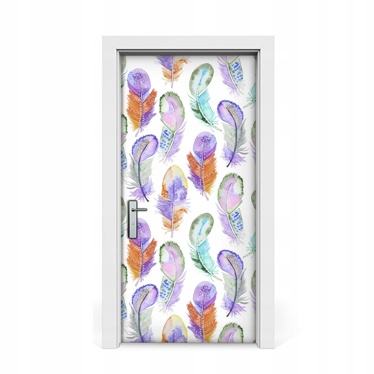 

Naklejka na drzwi okleina Kolorowe Piórka 95x205