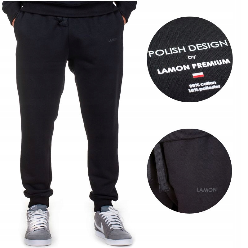 Pánské černé teplákové kalhoty polské značky Lamon Premium XL