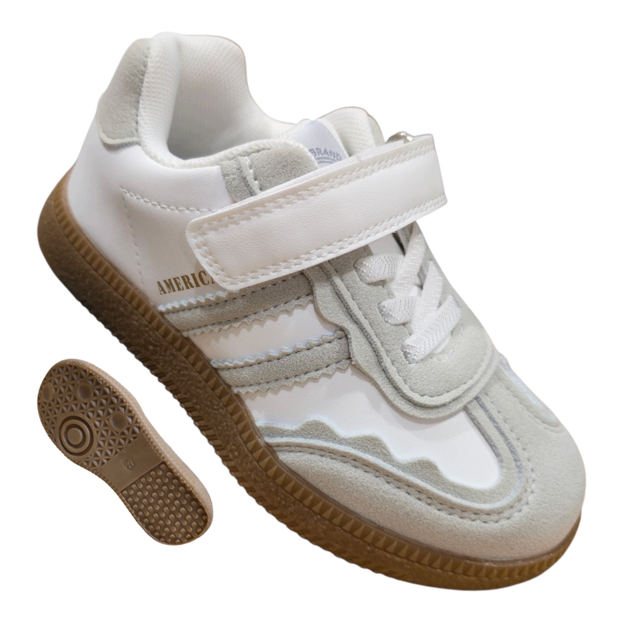 Buty Sportowe Na Rzepy Adidaski Z Wkładką Skórzaną Sneakersy Białe 29