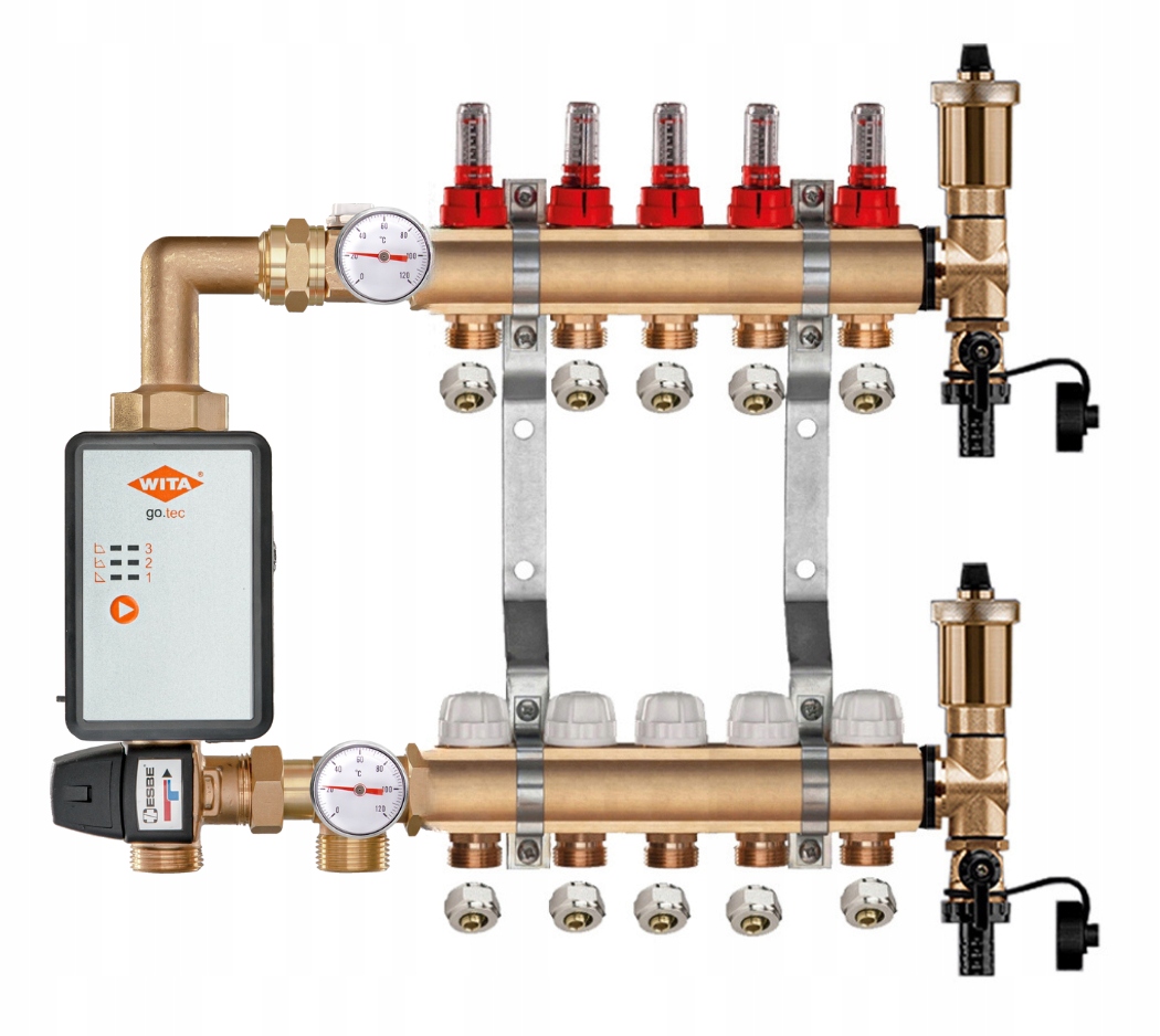 Mosazný Rozdělovač Podlahové Krytiny 5 Čerpací Skupina Vítá Go.tec Pex Spojky