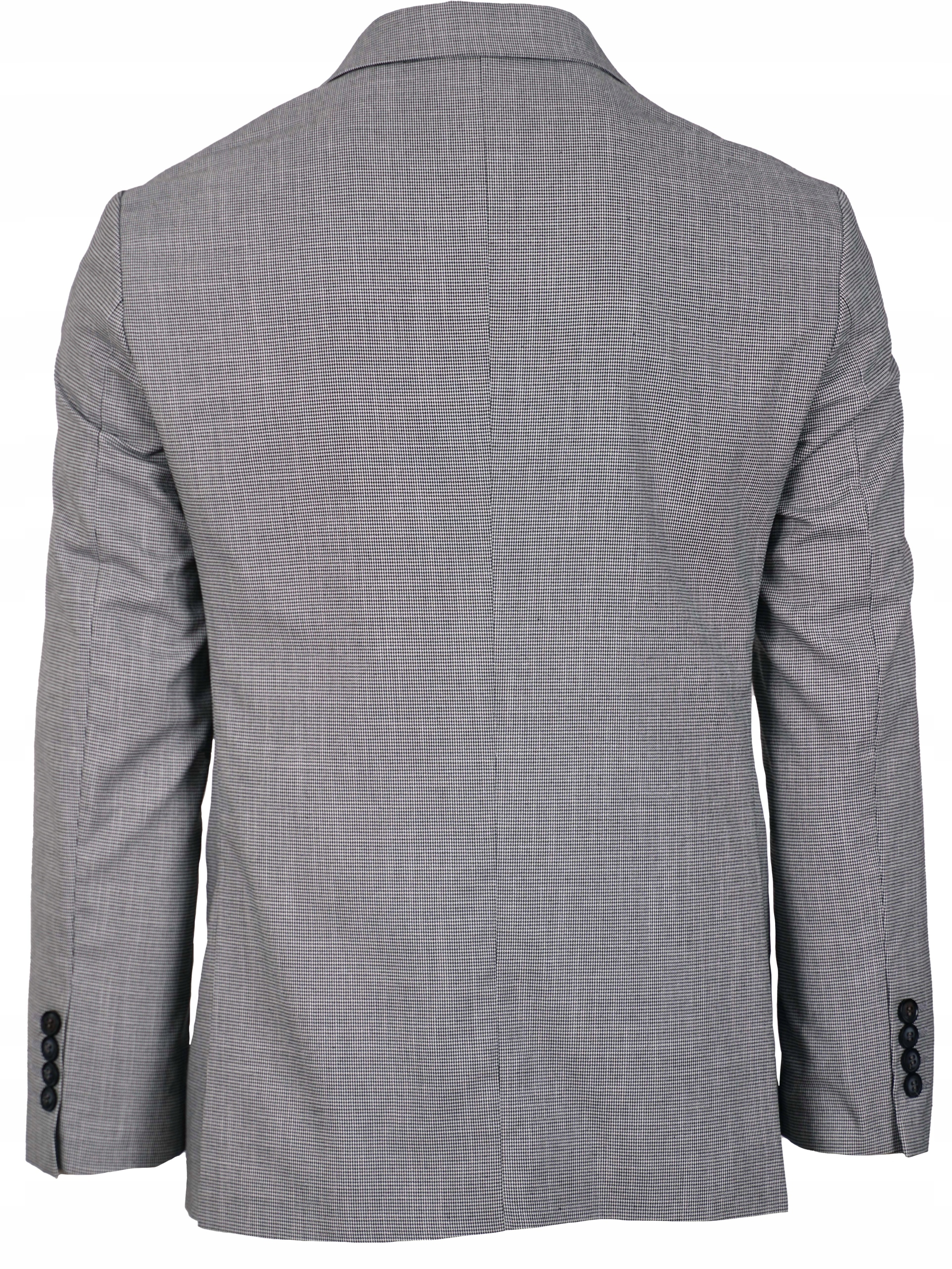 MARYNARKA MĘSKA ELEGANCKA WIZYTOWA BAWEŁNIANA CASUAL SIWA W PEPITKĘ 58 Kolor szary