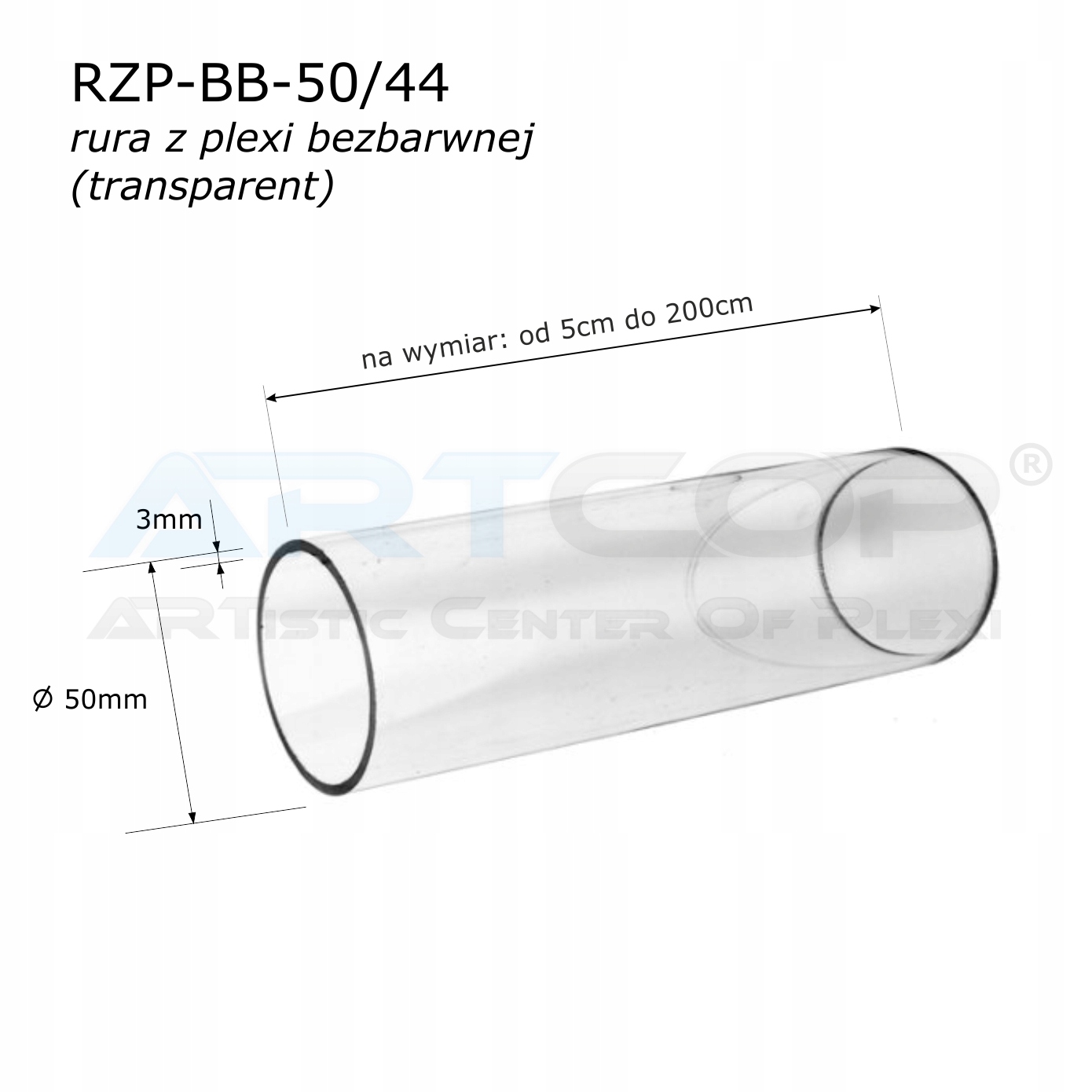 Rura, Rury z PLEXI PLEKSI - 50mm / 3mm na wymiar Marka Artcop