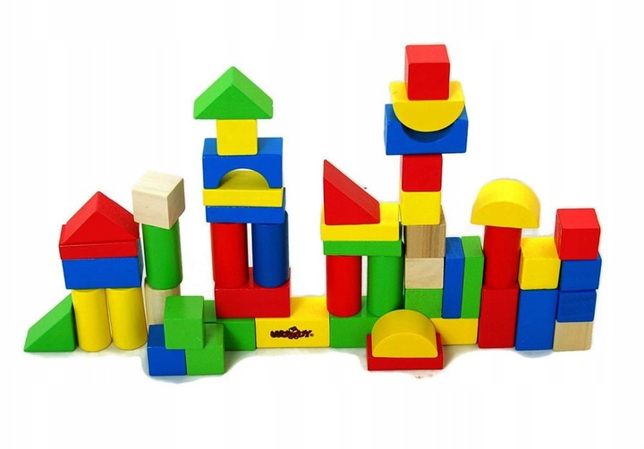 

Kolorowe Drewniane Klocki w Wiaderku Sorter 50 el.
