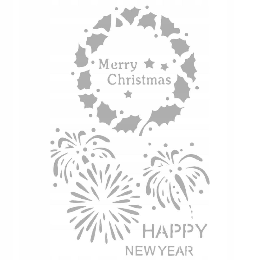 Szablony dekoracyjne świąteczne MERRY CHRISTMAS HAPPY NEW YEAR