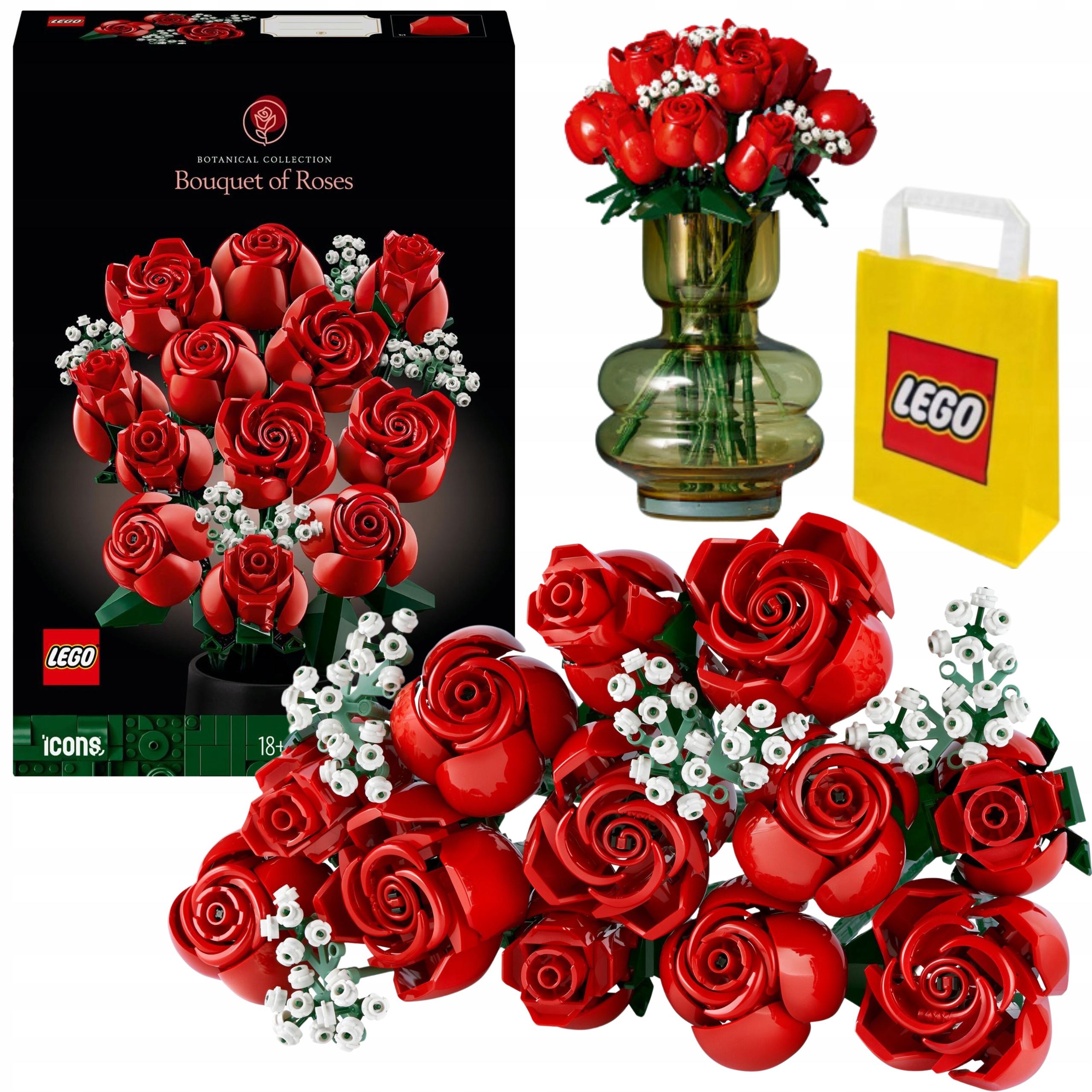 Lego Icons Botanical 10328 Kytice Růží 12 Červených Růží Květy