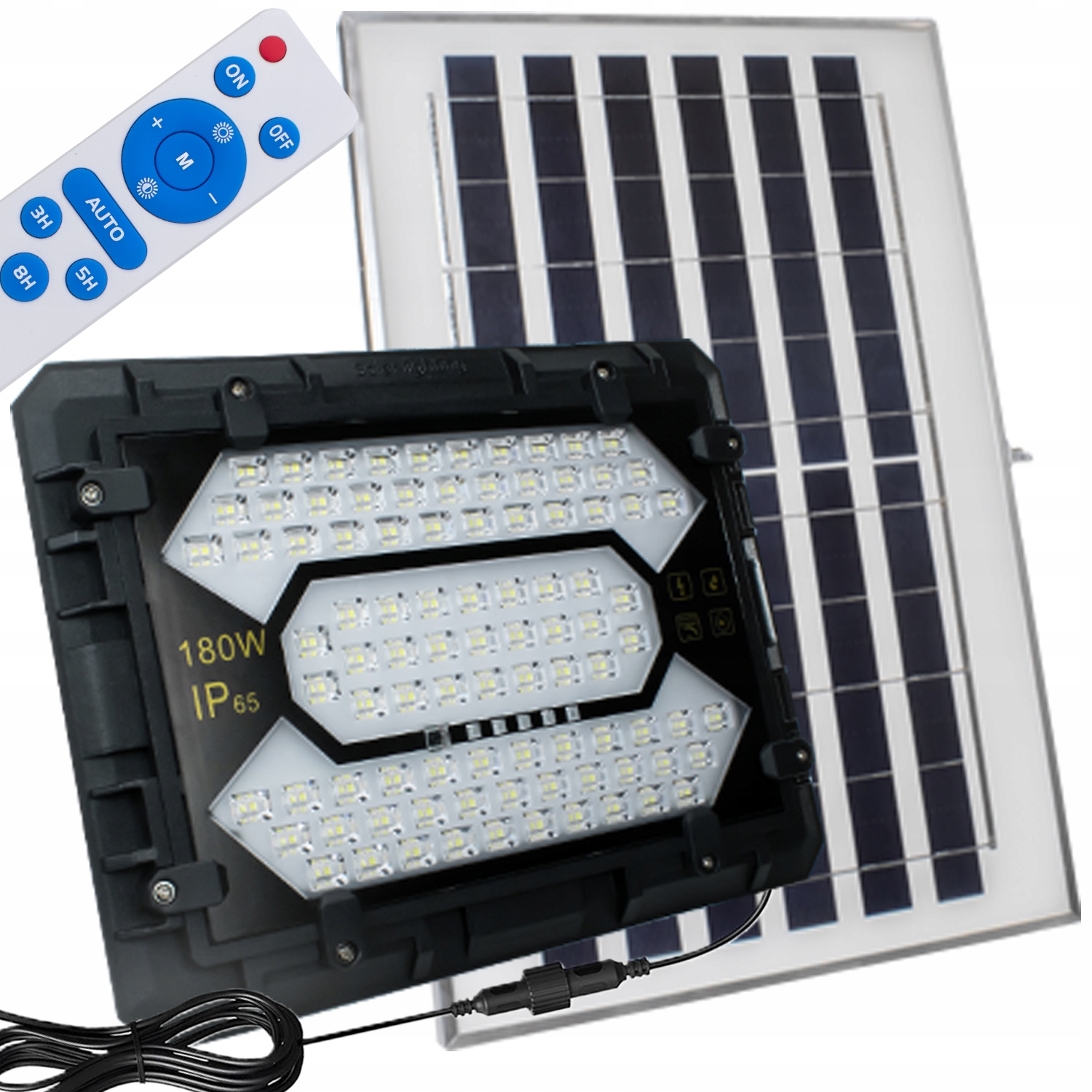Silný solární Led halogenový zářič 180W IP65 Venkovní lampa s dálkovým ovládáním
