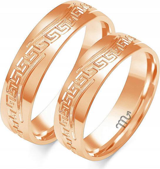 Růžové zlaté snubní prsteny moderní 585 r 26 27 28 módní svatební kolekce 14k