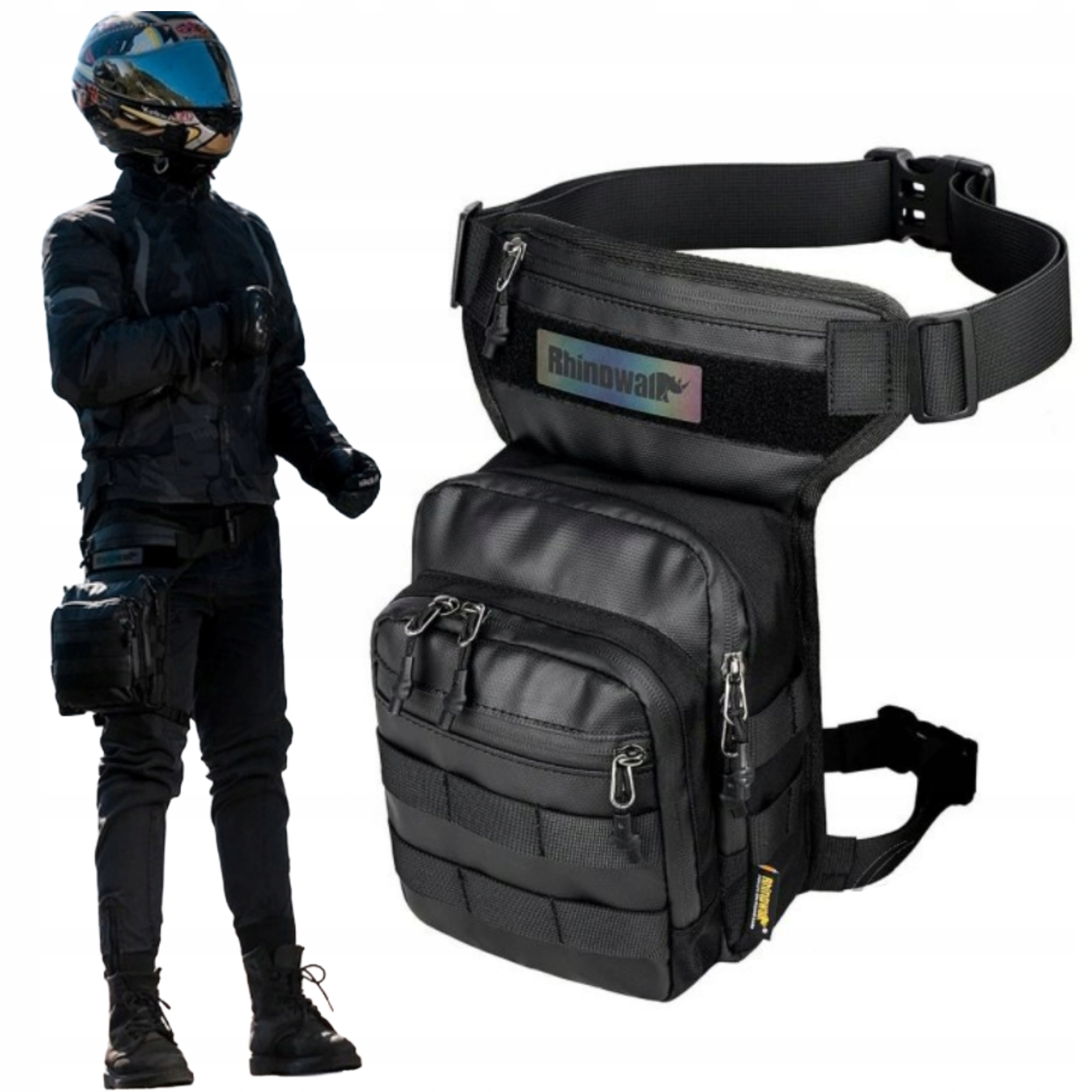 Rhinowalk Motocyklová Taška Na Stehno Taška Pohodlná Prostorná Černá