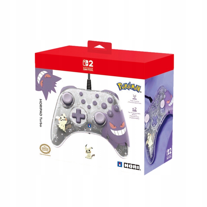 Hori SWITCH2 Drátový ovladač Turbo Gengar & Mimikyu