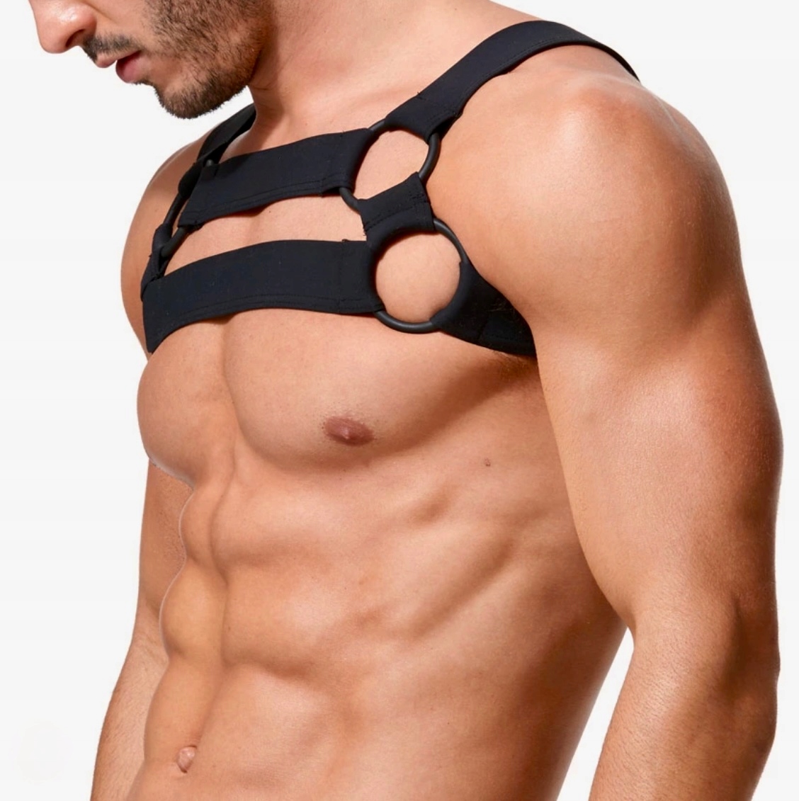HARNESS MĘSKI ELASTYCZNA UPRZĄŻ OPASKA BICEPS RINGi ROZMIARY HIT! L / XL