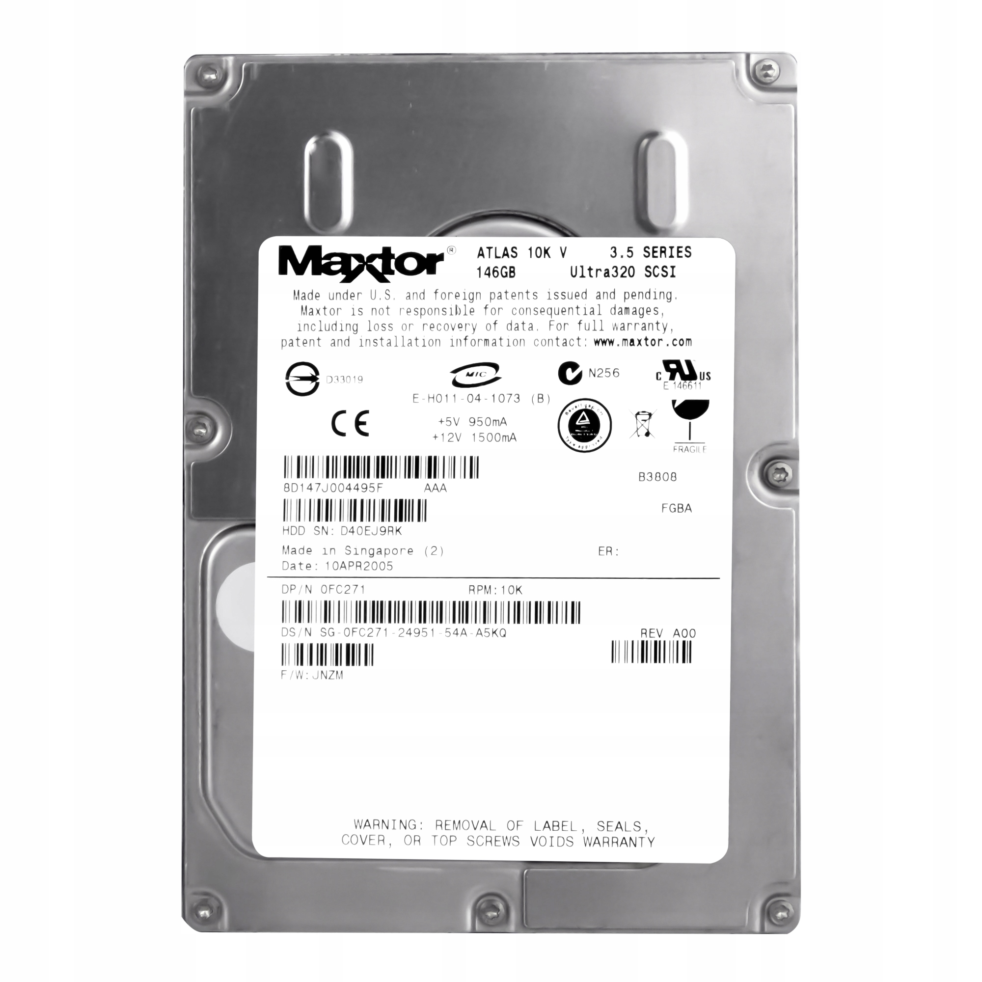 Dell 0FC271 146GB 10K 8MB Scsi U320 3,5'' 8D147J0