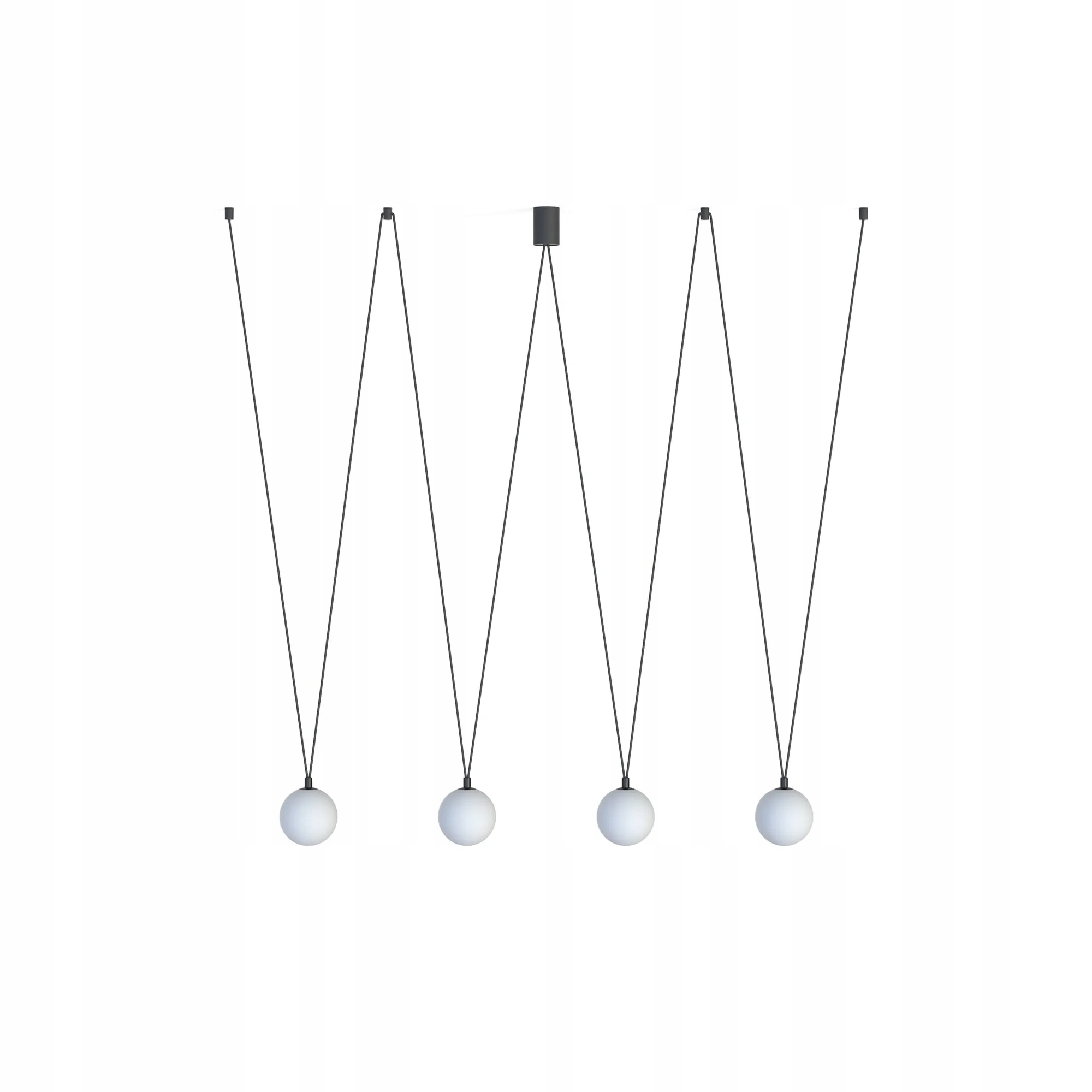 Černý lustr do obývacího pokoje, moderní bílé skleněné koule, 4 body Nowodvorski