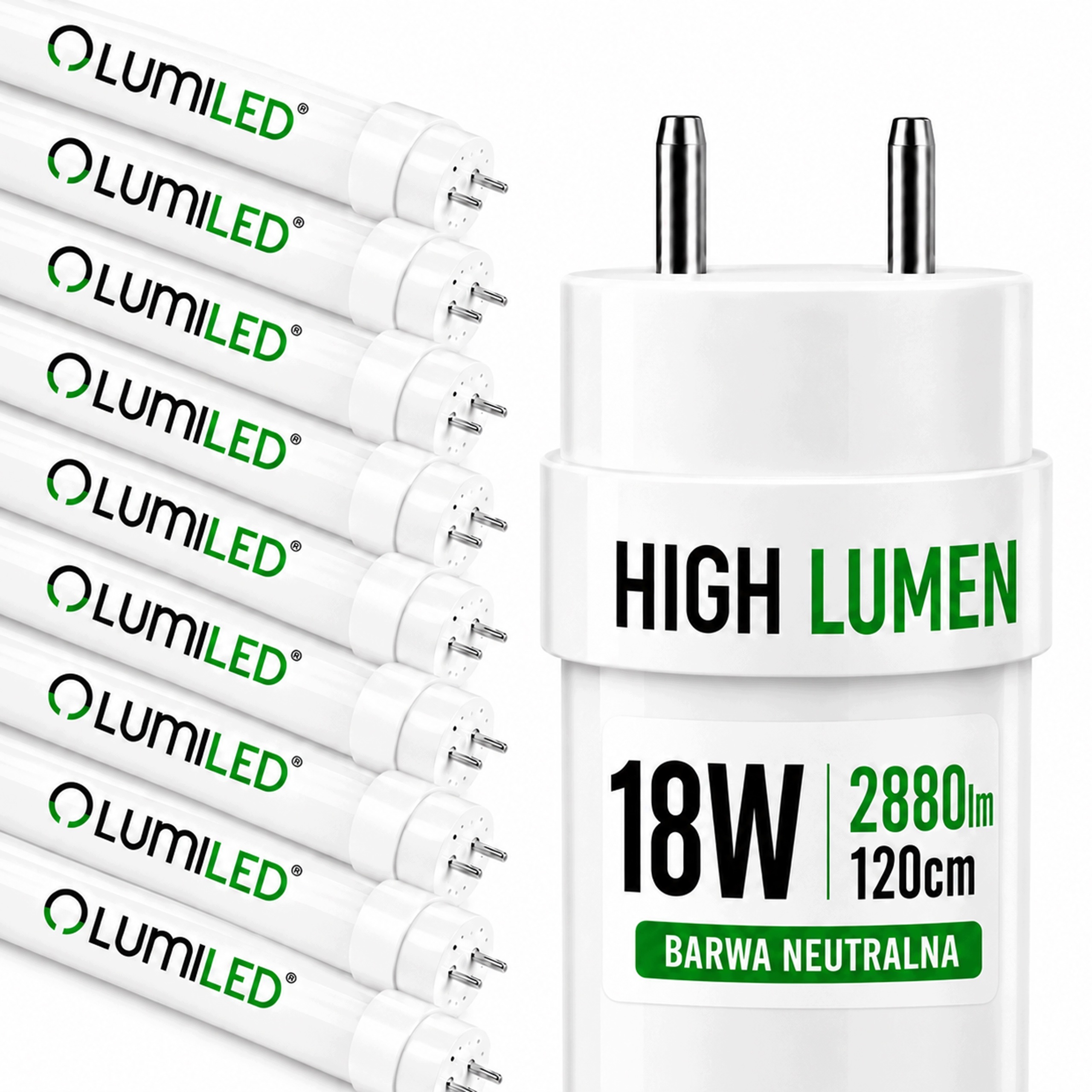 10x Led žárovka G13 T8 120 cm 18W 2880lm 4000K pro hermetická svítidla