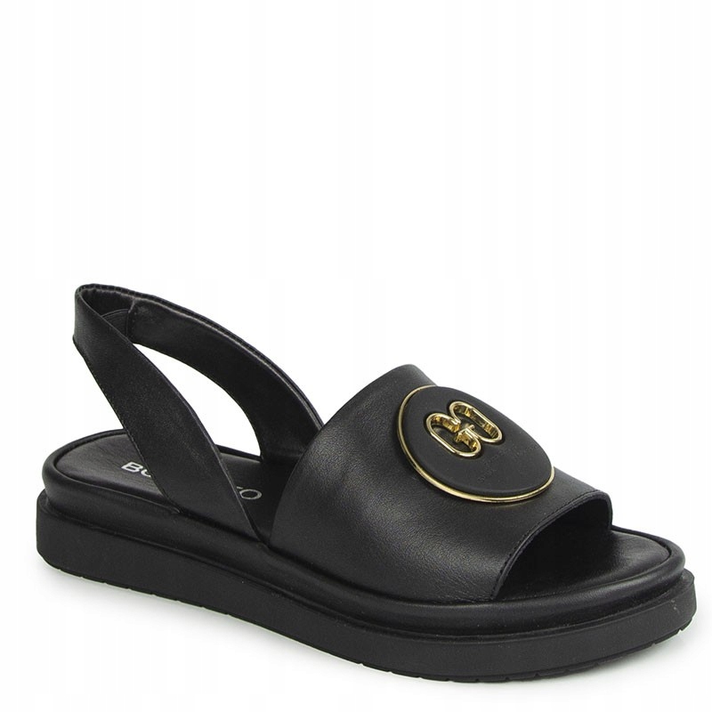 Boccato 745.21A Černé Kožené Sandály S Ozdobou 37