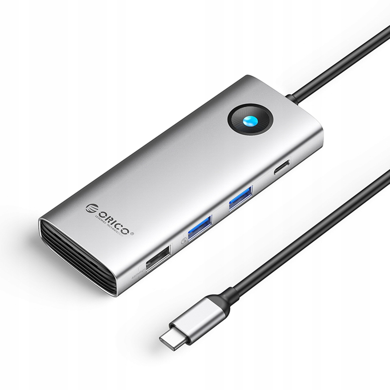 Hub 8w1 Usb-c Usb-a Usb-c Hdmi Vga RJ45 Pd 100W 4K 60Hz 1000Mbps srebrn