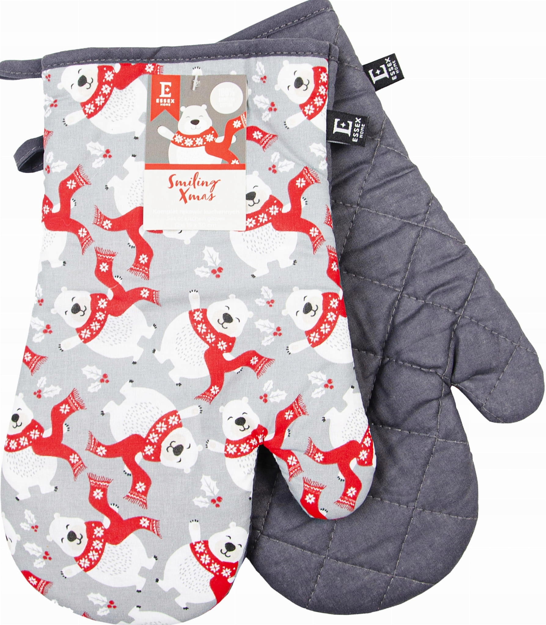 

Komplet 2X Rękawice Kuchenne Miś Polarny Święta