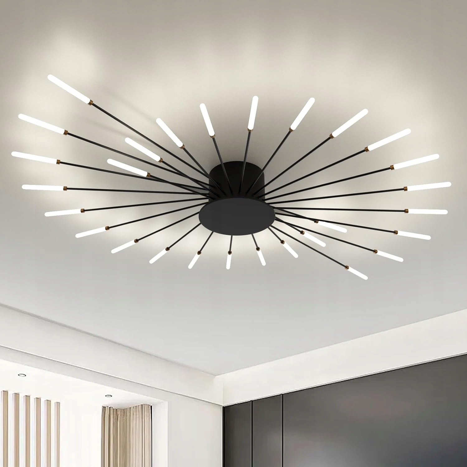 Zyrandol Černá Závěsná Led Lampa Stropní Do Obýváku Moderní 4500K 28W