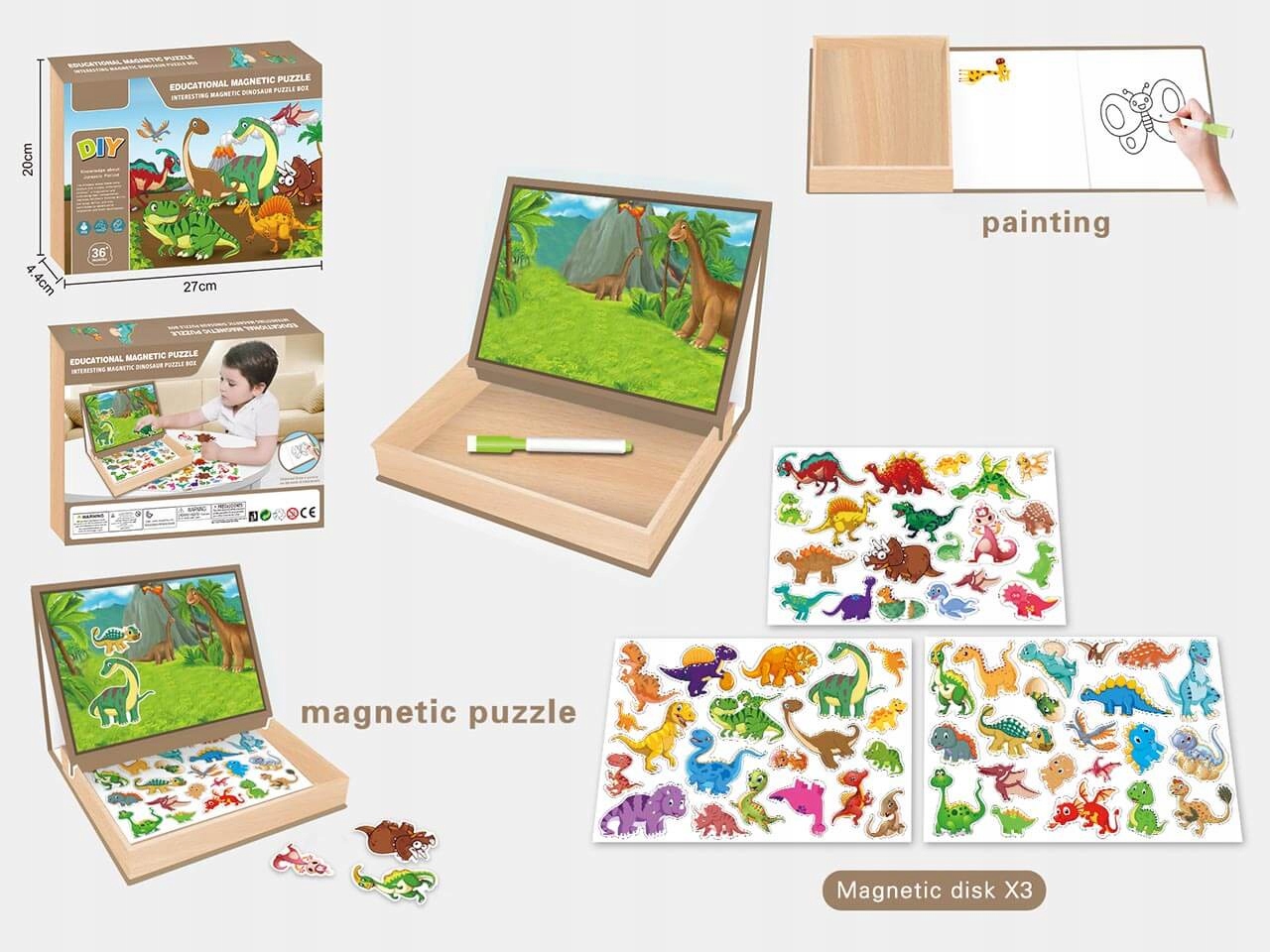 

Układanka Magnetyczna Puzzle Dinozaury Kolorowanka